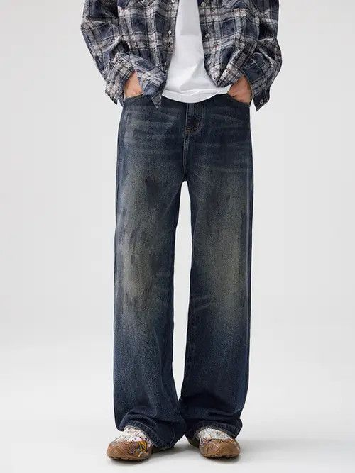 VIBE American retro dirty washed jeans