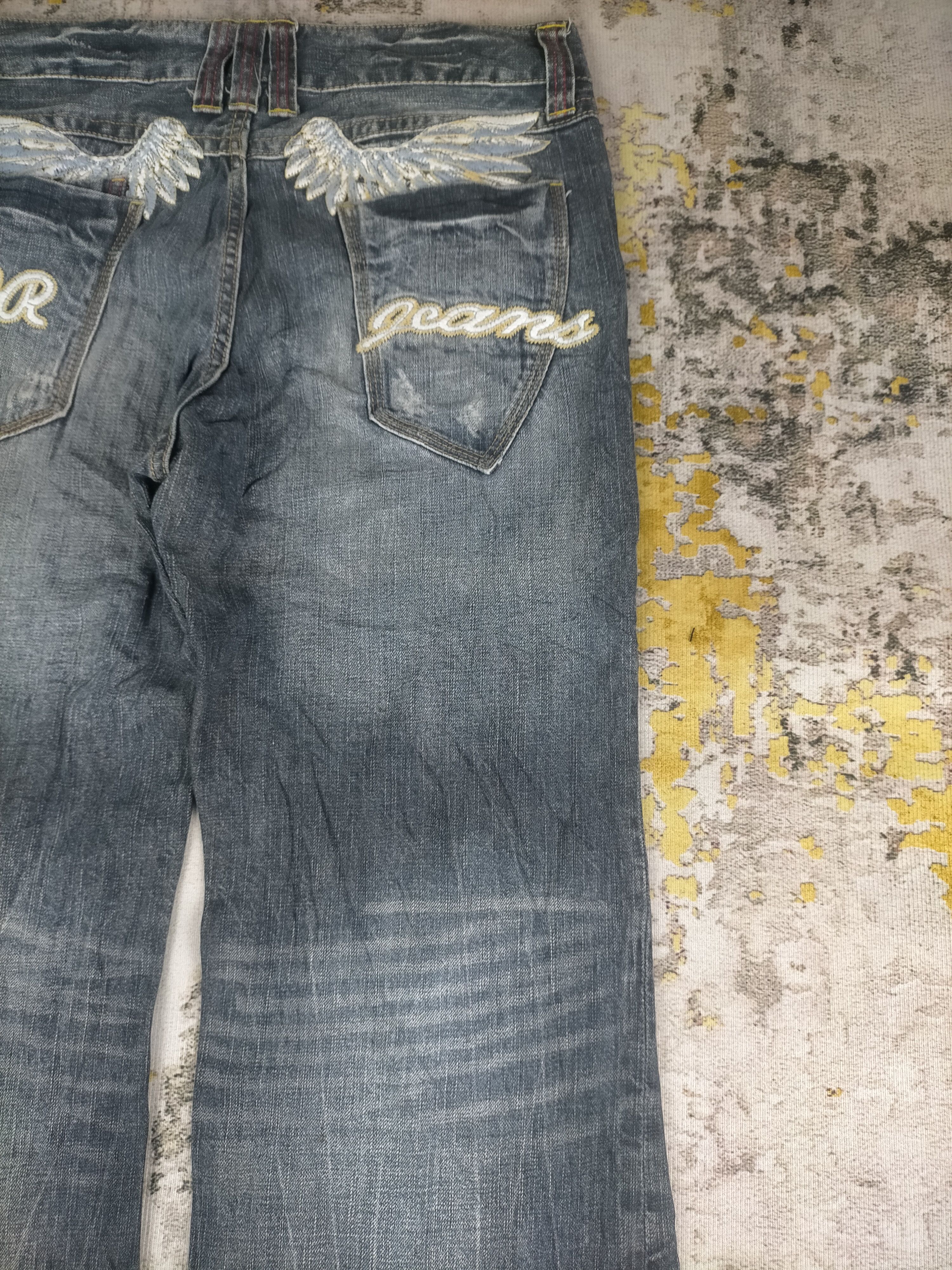 Tornado Mart 🔥 Super Baggy Flare Oririn Embroidery Mudwash Jeans Size US 34 / EU 50 - 3 Thumbnail