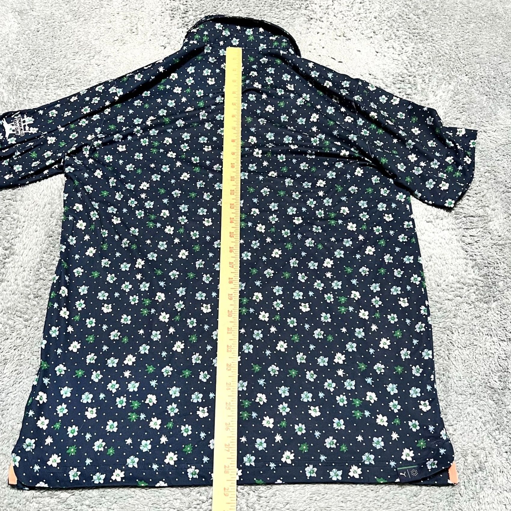 Puma Puma Polo Shirt Golf Mens Medium Blue All Over Print Floral Short Sleeve Stretch Size US M / EU 48-50 / 2 - 7 Thumbnail