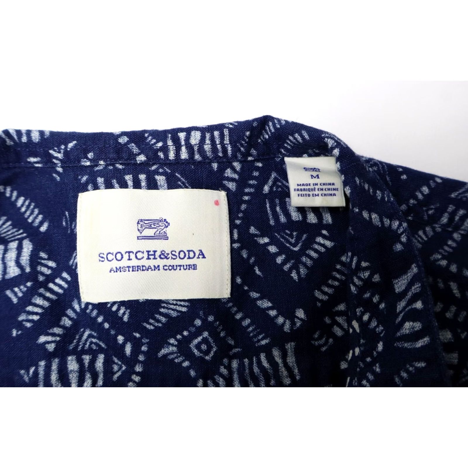 Scotch & Soda SCOTCH & SODA Shirt Men's MEDIUM Patterned Long Sleeve Button-Up Linen Blend blue shirt Size US M / EU 48-50 / 2 - 7 Thumbnail