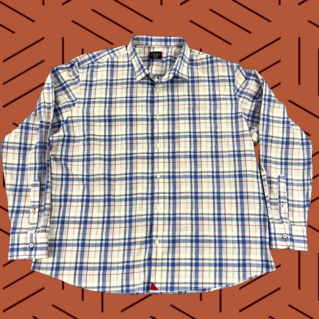 UNTUCKit UNTUCKit Shirt Mens 3XL XXL Red White Blue Plaid Button Up Cotton Wrinkle Free Shirt Size US XXL / EU 58 / 5 - 1 Thumbnail