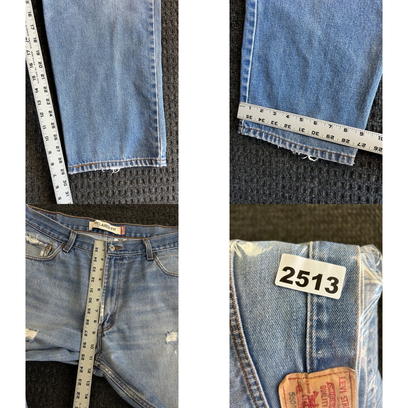 Levi's VINTAGE Levi’s 550 Jeans Wide-Leg Baggy Relaxed Fit 36 x 30 Denim Blue 80s 90s Grunge USA Mens Jeans Size US 36 / EU 52 - 8 Thumbnail