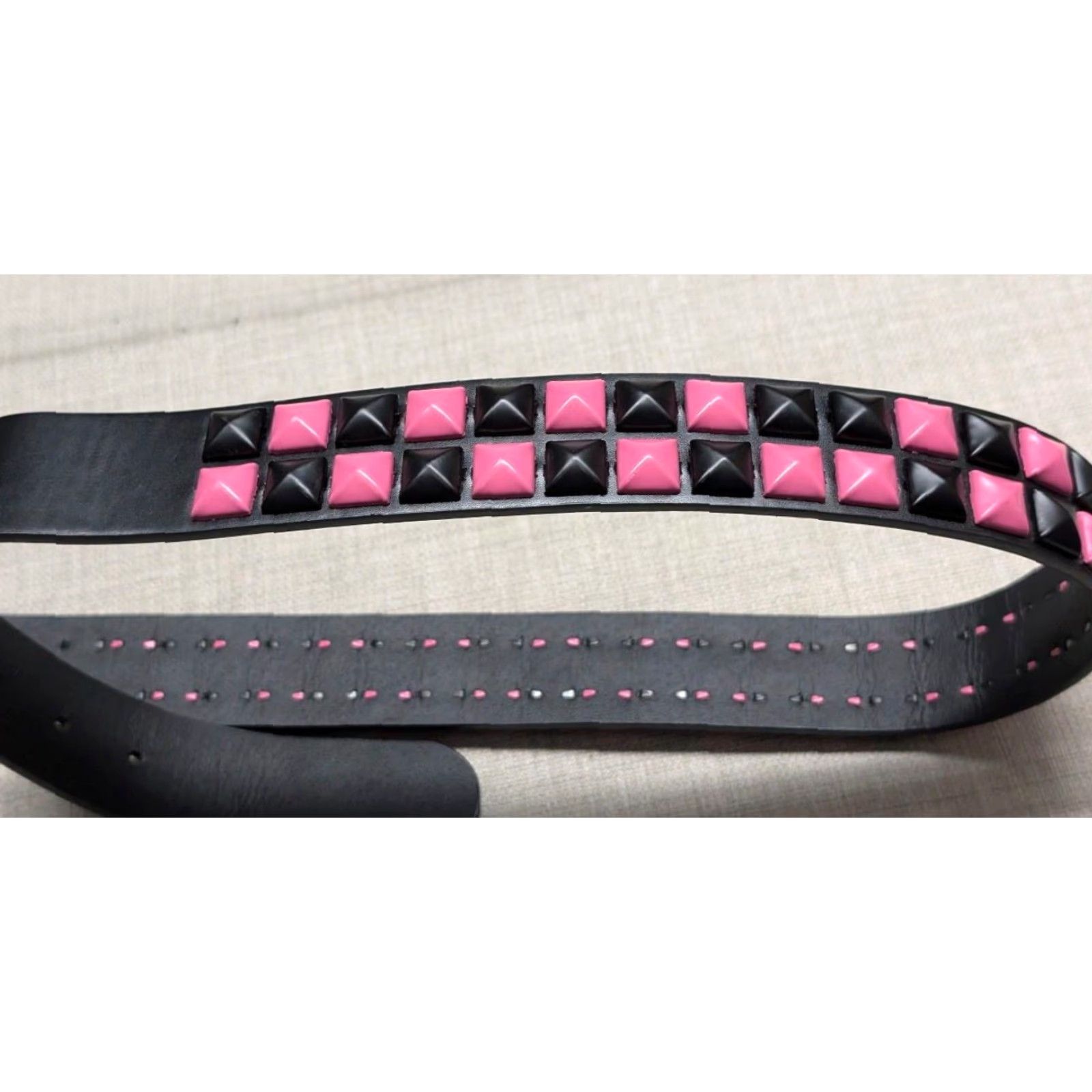 Vintage VINTAGE Y2K belt STUDDED pink black 32 Western Belt Mens Size 32 - 6 Thumbnail
