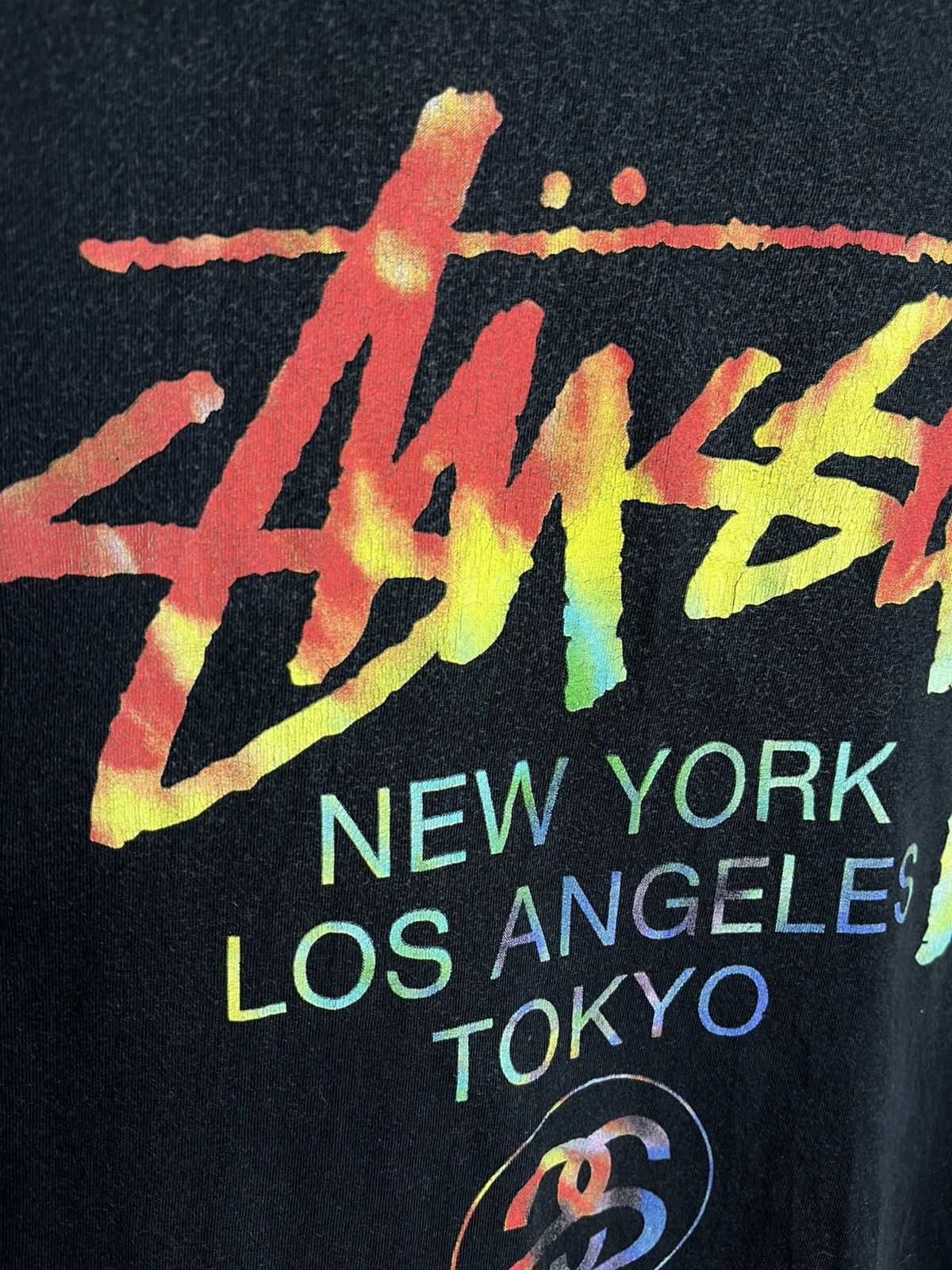 Stussy Stussy mens t-shirt black cotton Rainbow Size US M / EU 48-50 / 2 - 5 Thumbnail