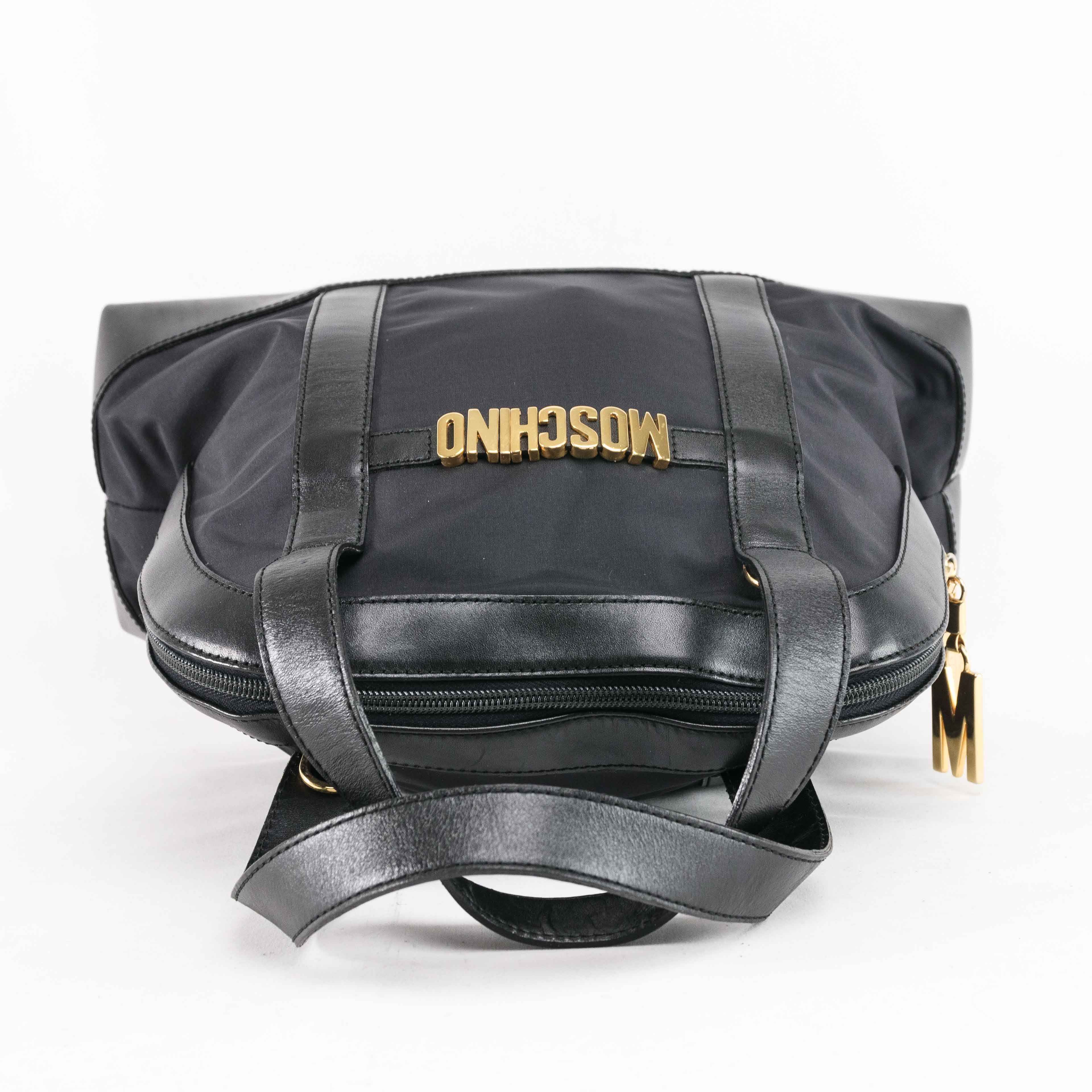 Moschino Moschino Black Nylon & Leather Satchel Bag Size ONE SIZE - 6 Thumbnail