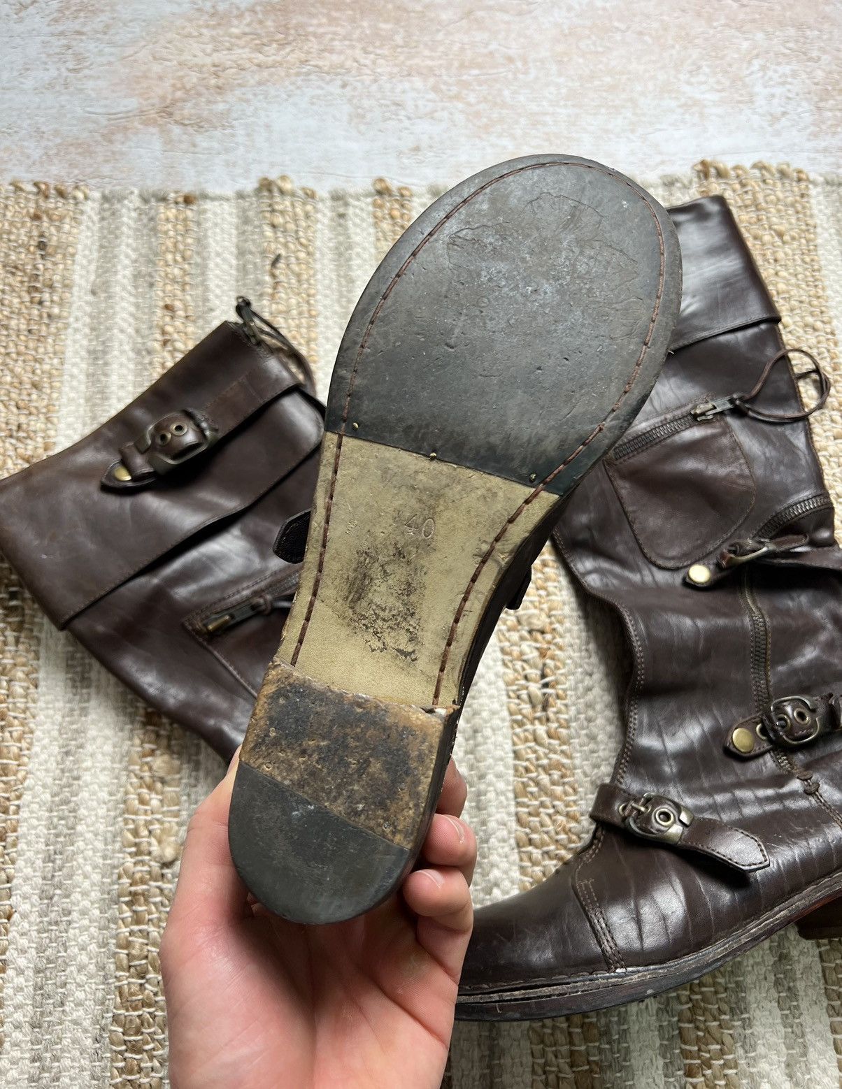 Vintage Vintage leather belted zippers high boots Size US 9 / IT 39 - 7 Thumbnail
