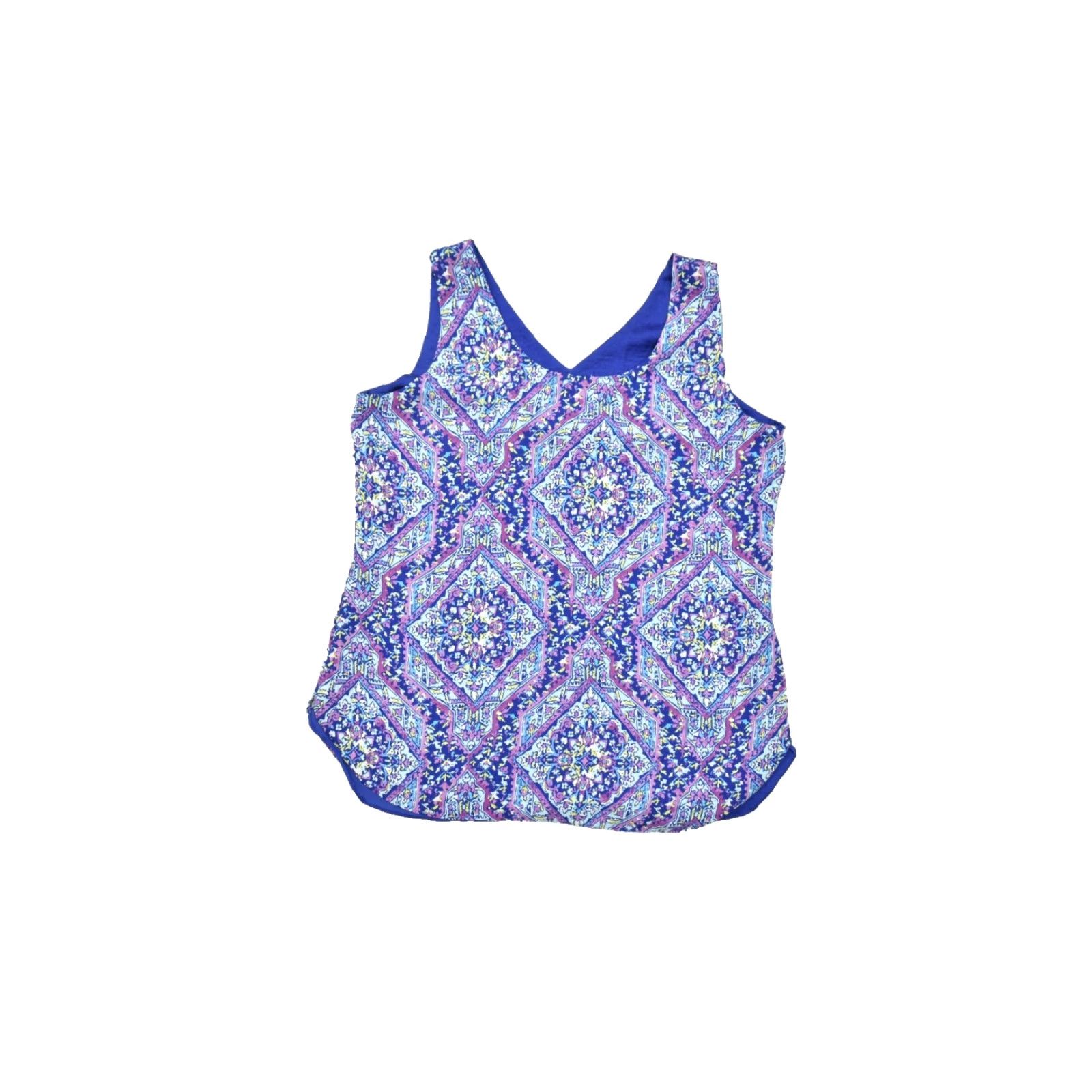 Vintage Reversible Blue Paisley Geometric Sleeveless V-Neck Tank Top M Womens Size M / US 6-8 / IT 42-44 - 2 Thumbnail