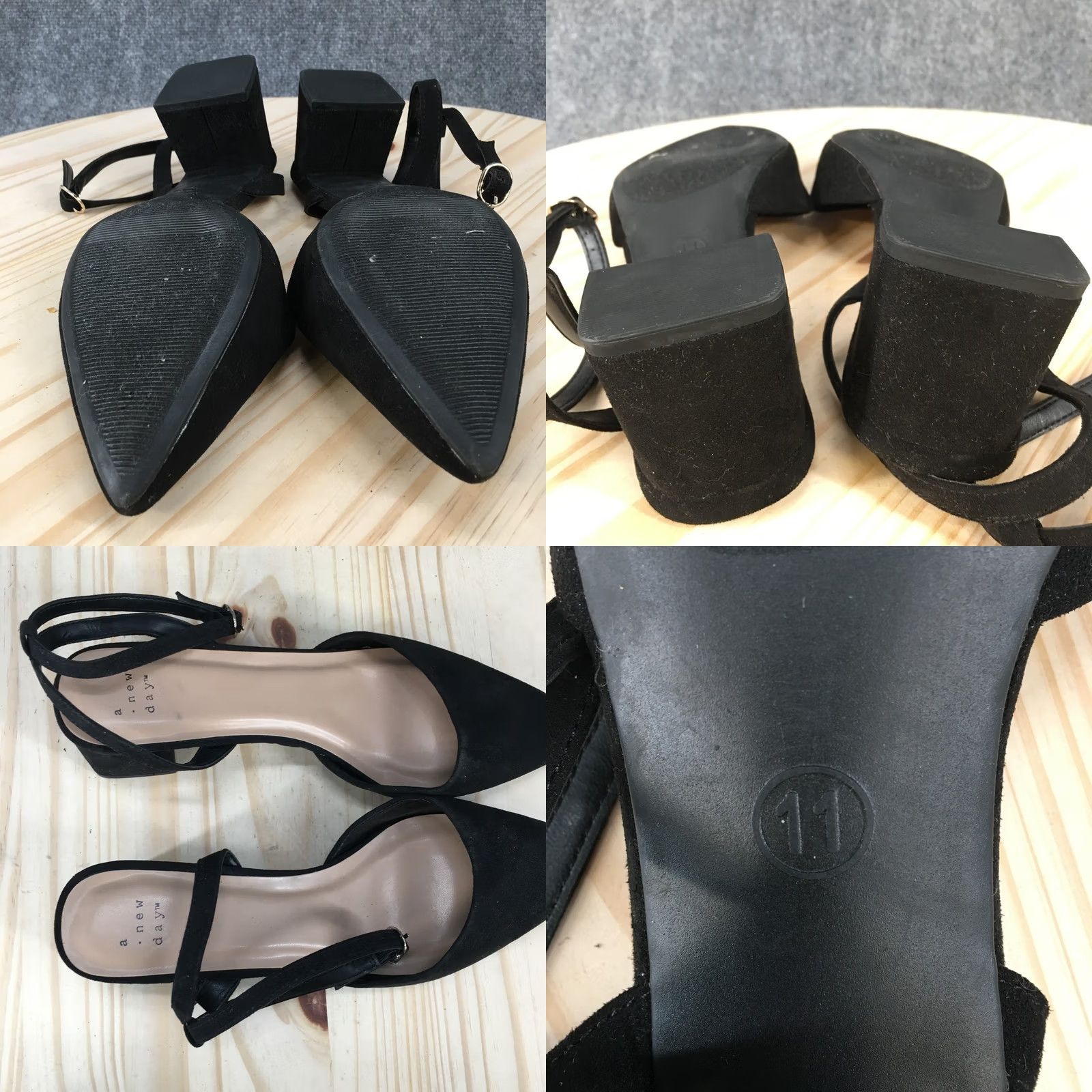 Vintage A New Day Sandals Womens 11 Block Heels Ankle Strap Pointed Pumps Black Casual Size US 11 / IT 41 - 9 Thumbnail