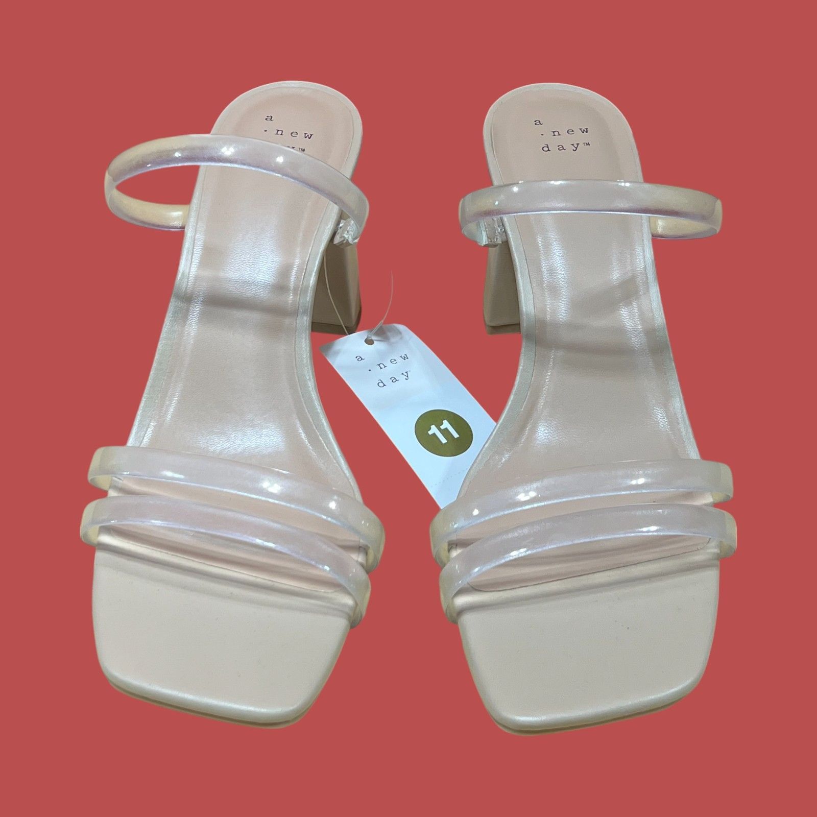 Other A New Day - Women's Stacy Mule Heels - Beige/Clear - 11 Size US 11 / IT 41 - 12 Thumbnail