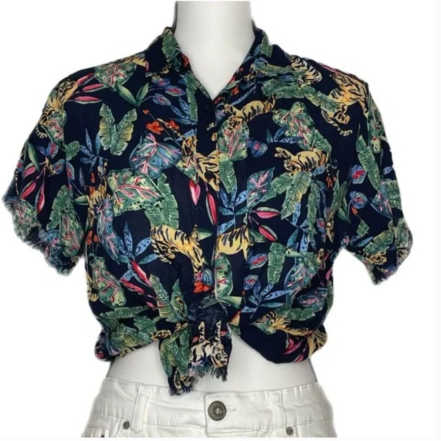 Other Philosophy Tropical Tiger Crop Shirt Top Fray Edge XS Size XS / US 0-2 / IT 36-38 - 1 Thumbnail