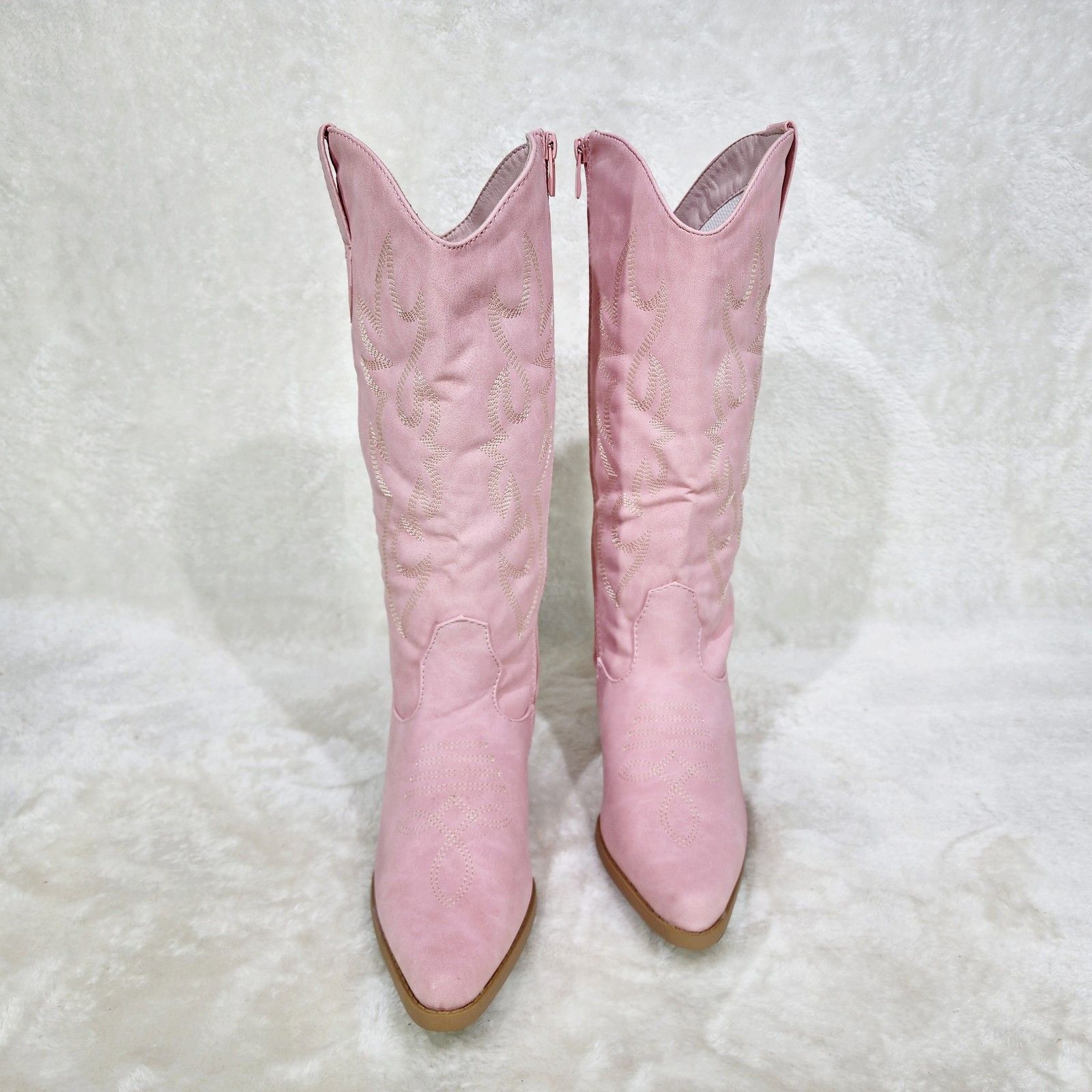 Other Dusty Pink Leatherette Country Western Cowgirl Knee Boots Size US 6 / IT 36 - 5 Thumbnail