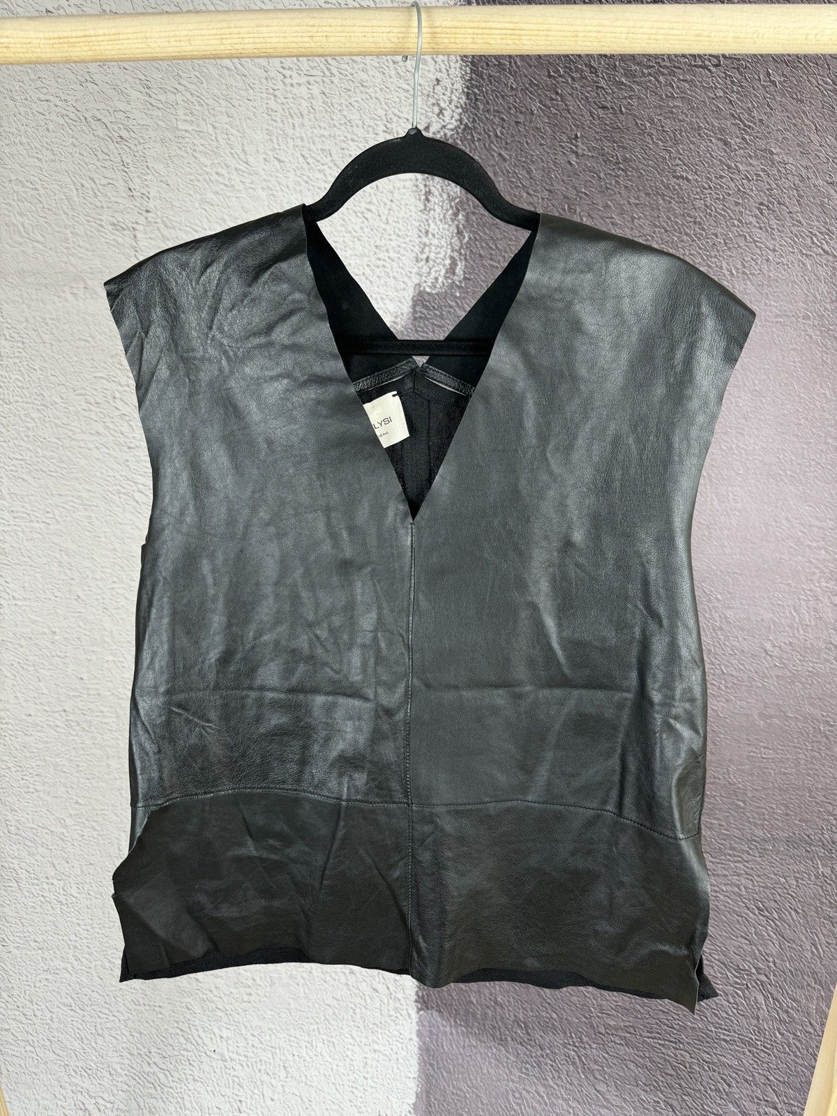 Designer × Genuine Leather Alysi creme black leather linen vest Size M / US 6-8 / IT 42-44 - 2 Thumbnail