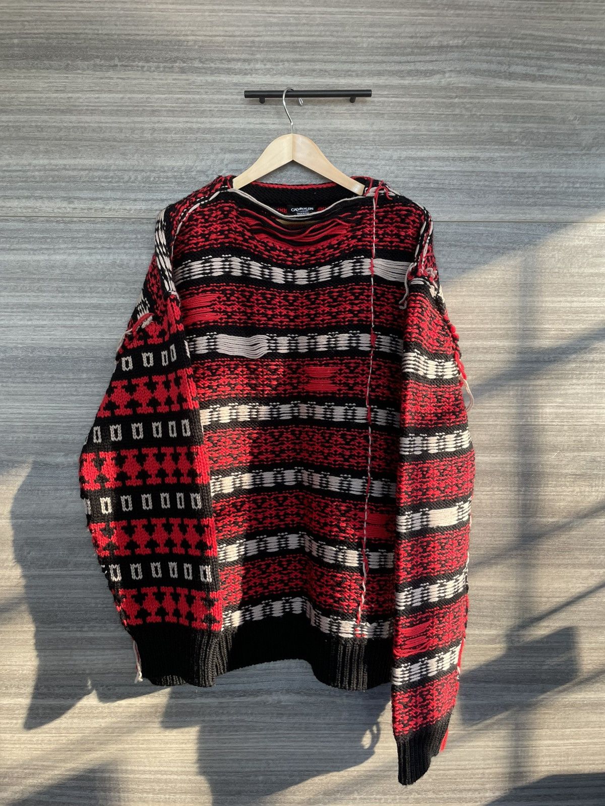 Calvin Klein 205W39NYC Red Knit Oversize Sweater