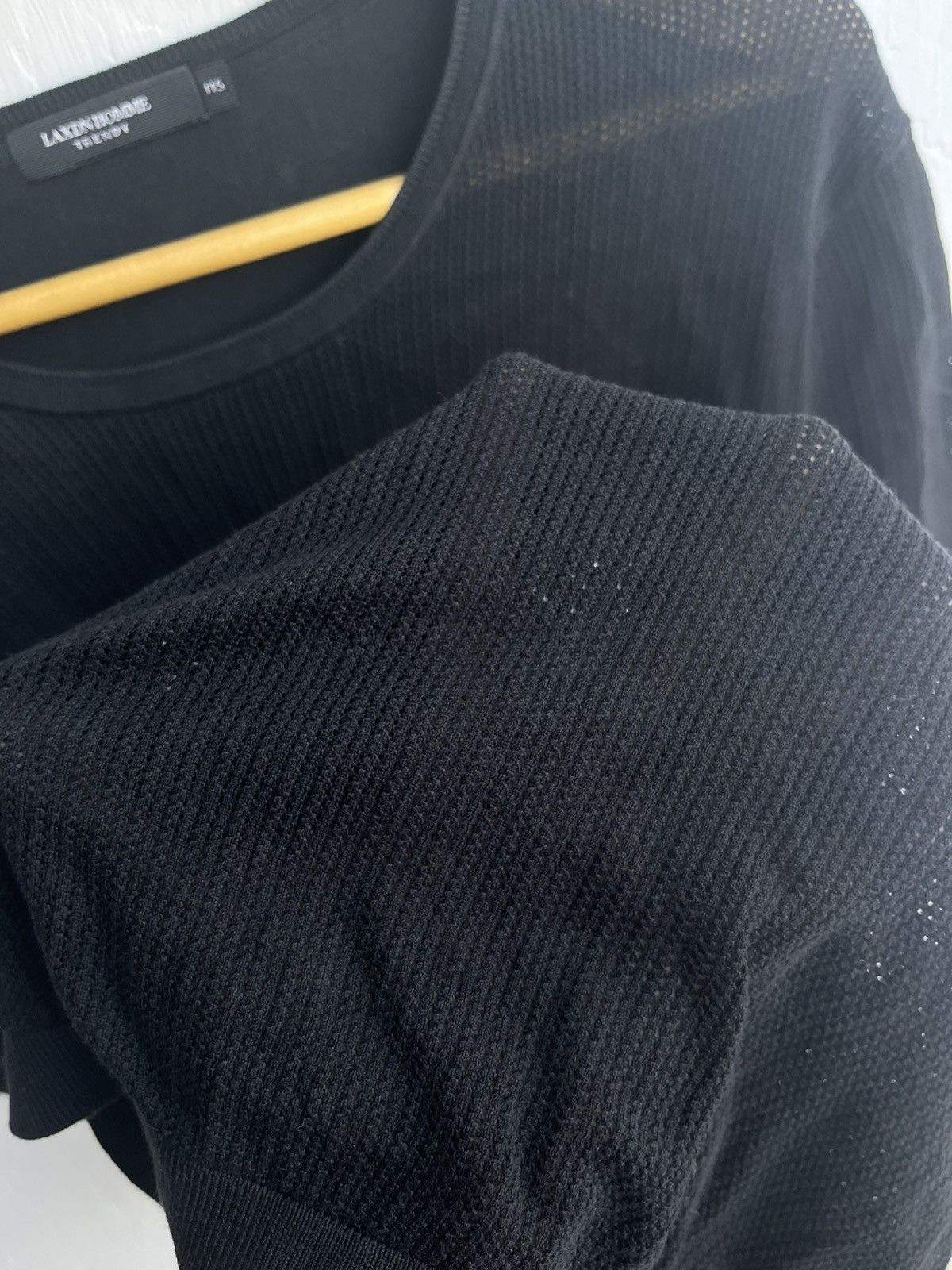 Japanese Brand LAXDN HOMME MESH TOP BLACK TEE PUNK LGB ART EIFFEL Size US M / EU 48-50 / 2 - 3 Thumbnail