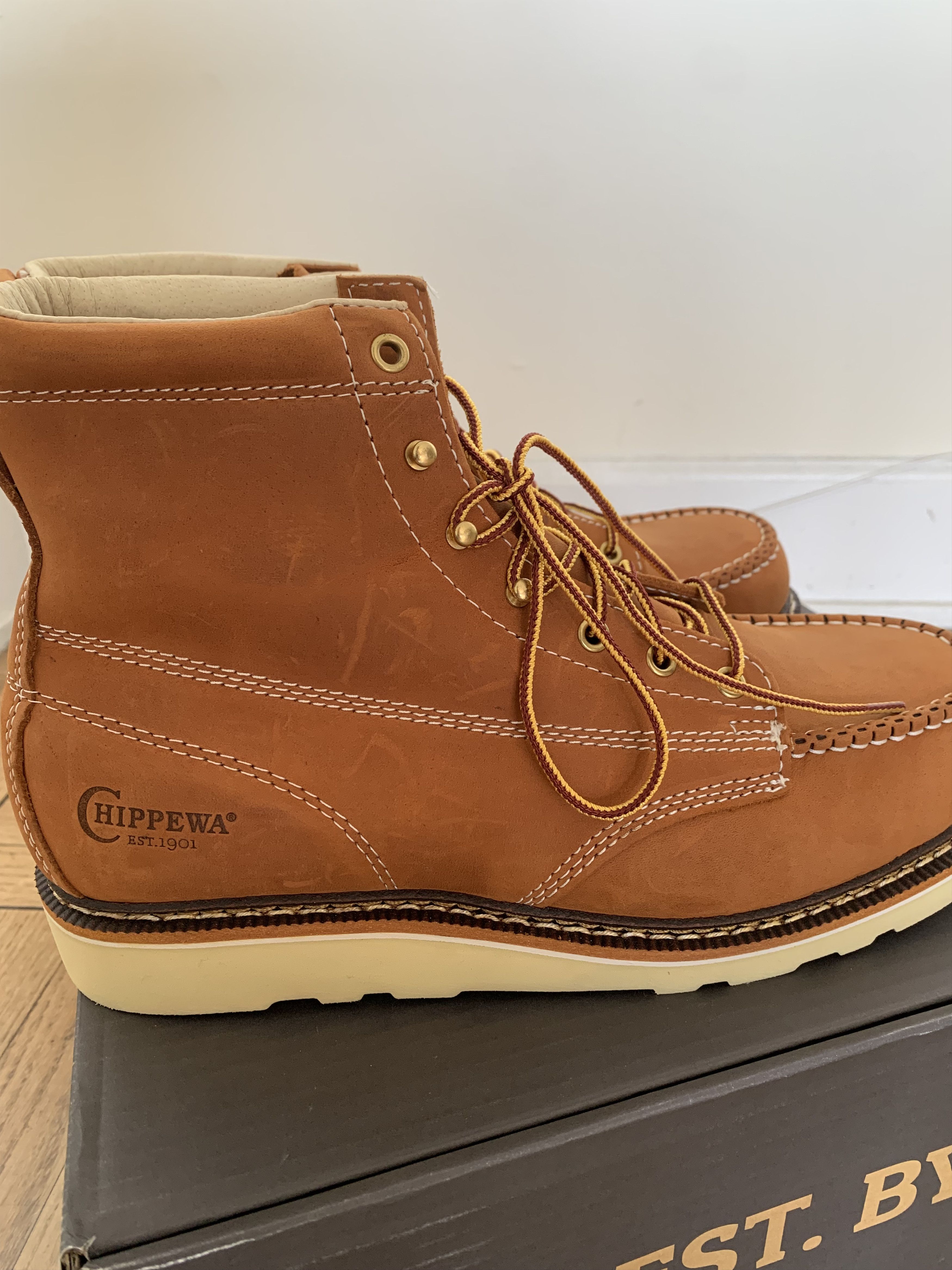 Chippewa Men's Edge Walker Moc-Toe Leather Boots Size 11.5 D