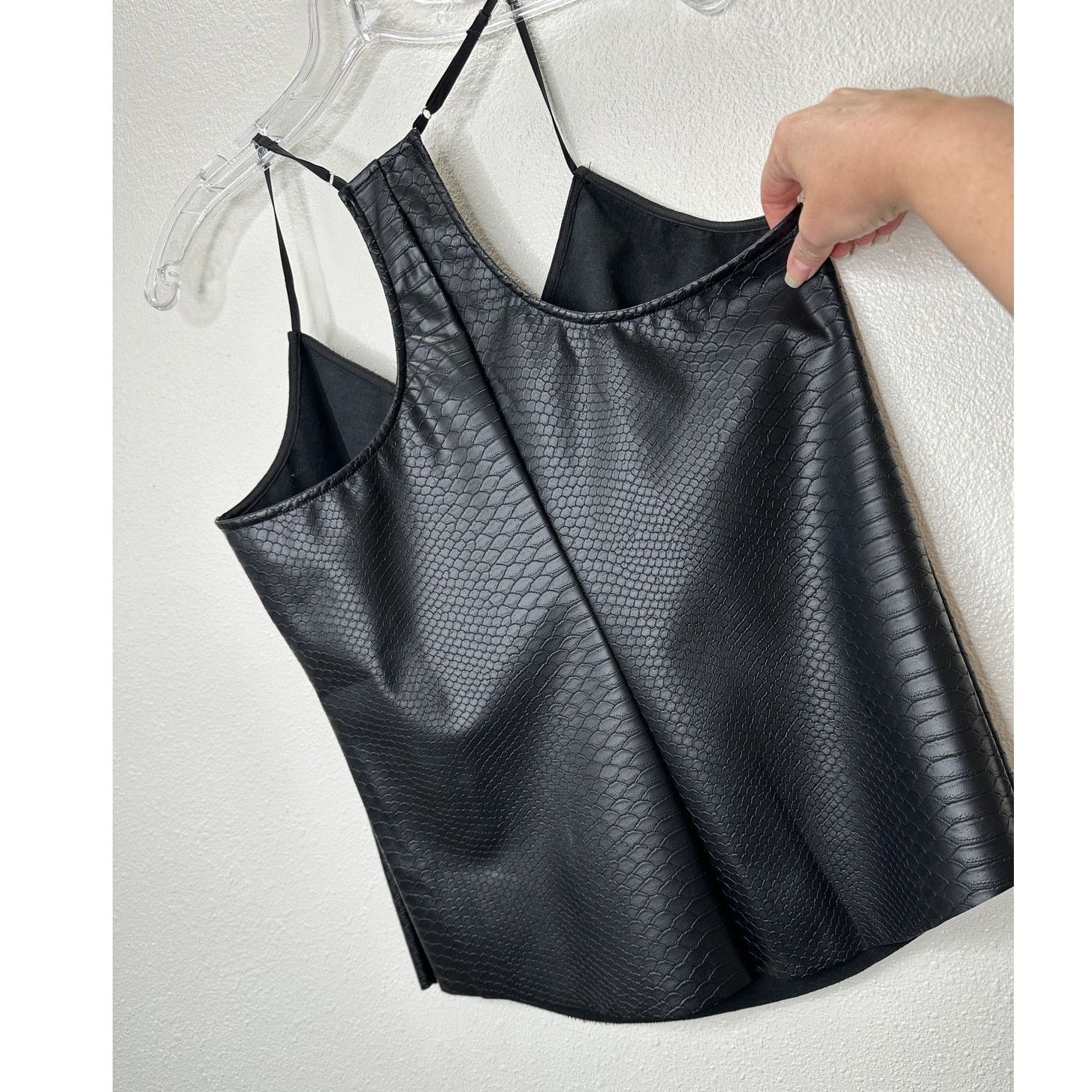 Other Lavender Brown Black Faux Leather Snakeprint VNeck Tank Top Size L / US 10 / IT 46 - 5 Thumbnail