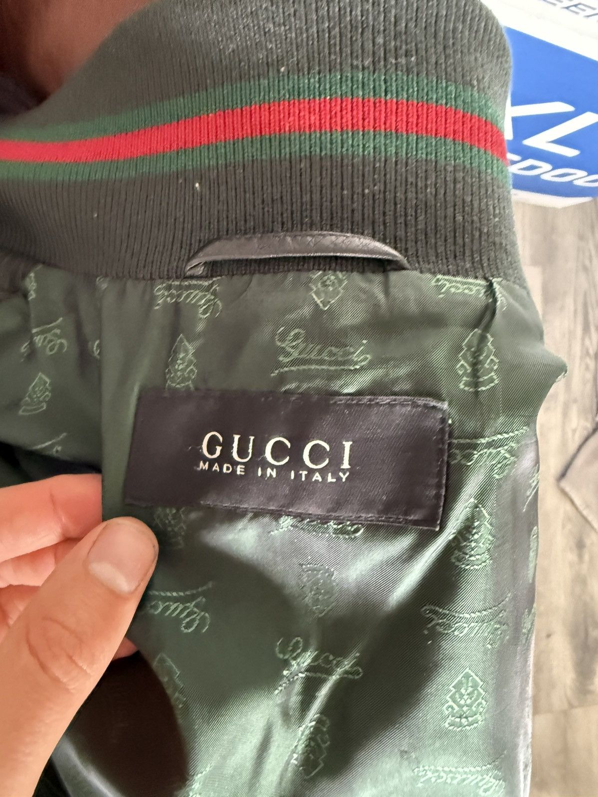 Gucci Green Leather Bomber Jacket with Ribbed Trim Size US M / EU 48-50 / 2 - 7 Thumbnail