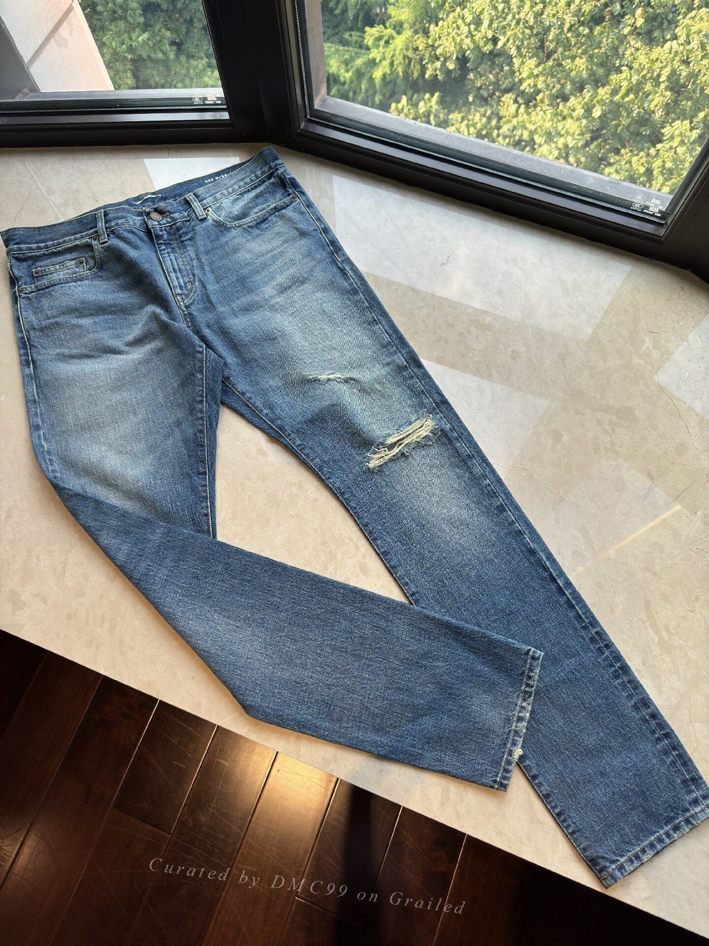 Saint Laurent Paris Saint Laurent Men's Distressed Washed Blue Jeans Size US 34 / EU 50 - 1 Thumbnail