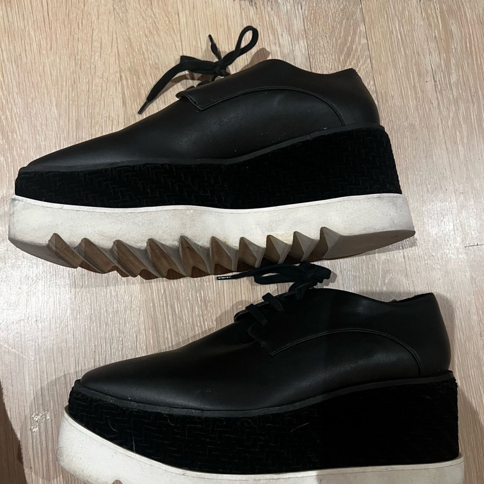 Stella McCartney Stella McCartney Black Vegan Platform Brogues Velvet 9.5 Size US 9.5 / IT 39.5 - 3 Thumbnail