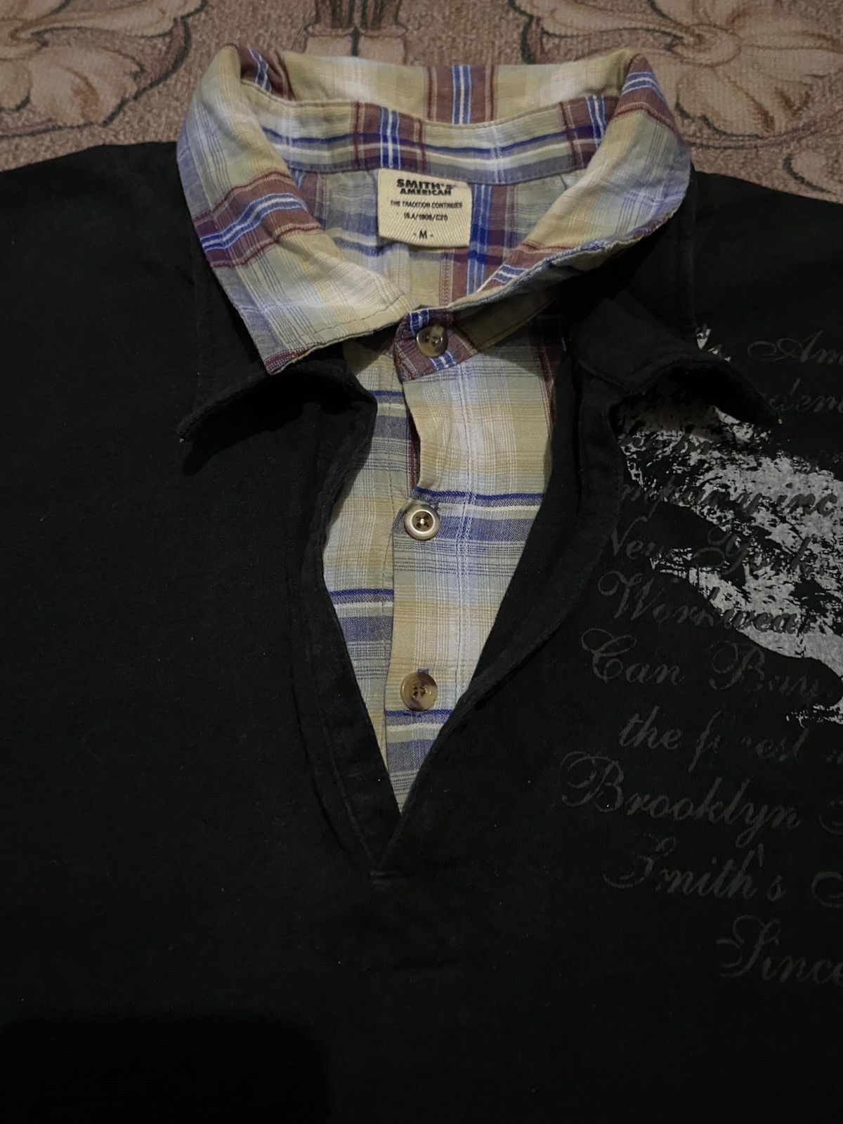 Japanese Brand × Smith's American × Vintage Smiths American Poem Double Layer Polos Long Sleeve T-Shirt Size US M / EU 48-50 / 2 - 4 Thumbnail