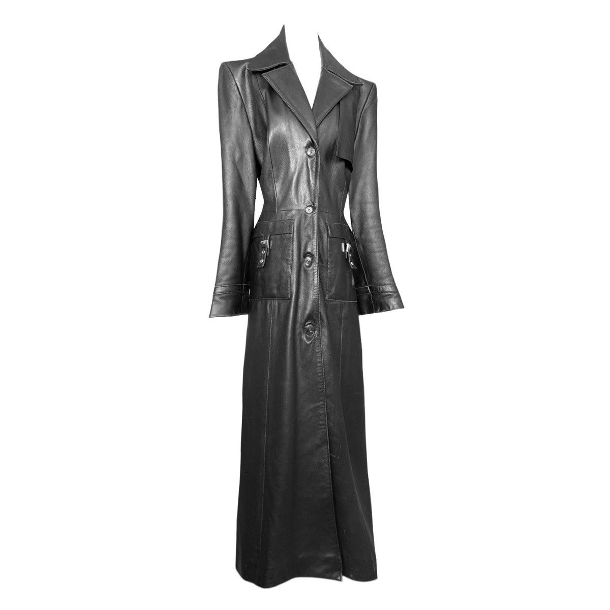 Vintage Iconic super long matrix leather coat Size L / US 10 / IT 46 - 2 Thumbnail