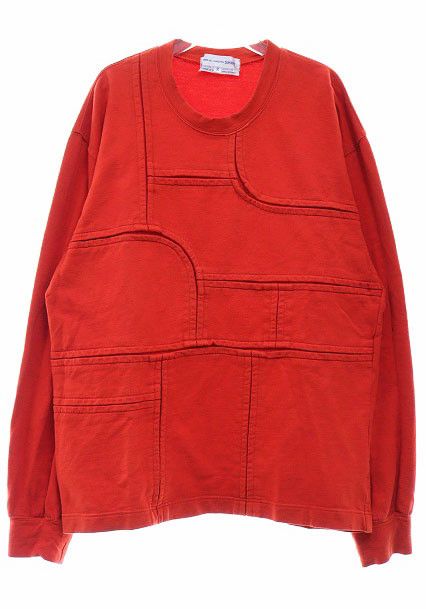 Sweatshirt Patchwork Cotton Long Sleeve Red