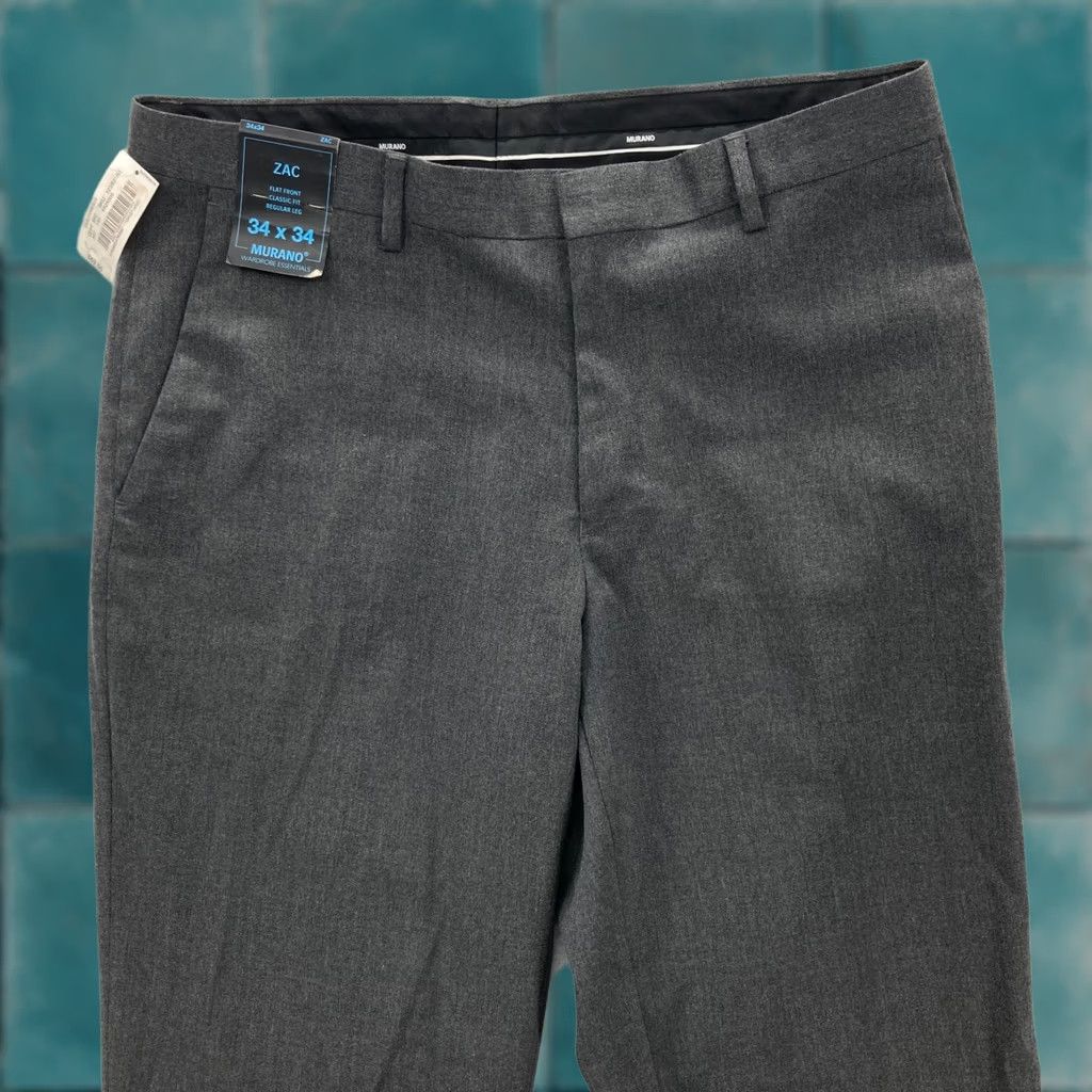 Murano Murano Zac Pant Mens Wardrobe Essentials Size 34x34 Classic Fit Gray Flat Front Pants Front Type: Flat Front Size US 34 / EU 50 - 1 Thumbnail
