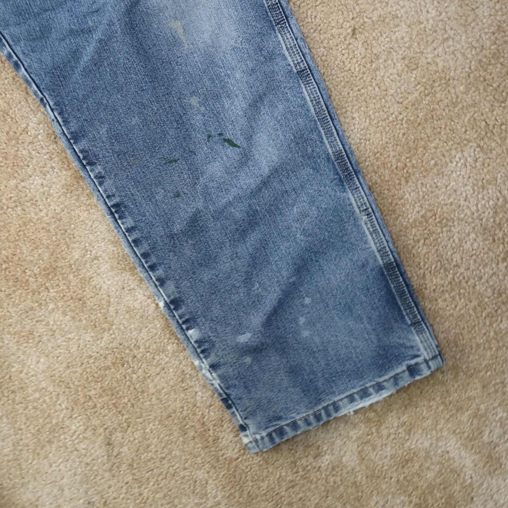 Wrangler Wrangler Carpenter Jeans Adult 38x32 Blue Distressed Denim Straight Regular Zip Size US 38 / EU 54 - 3 Thumbnail