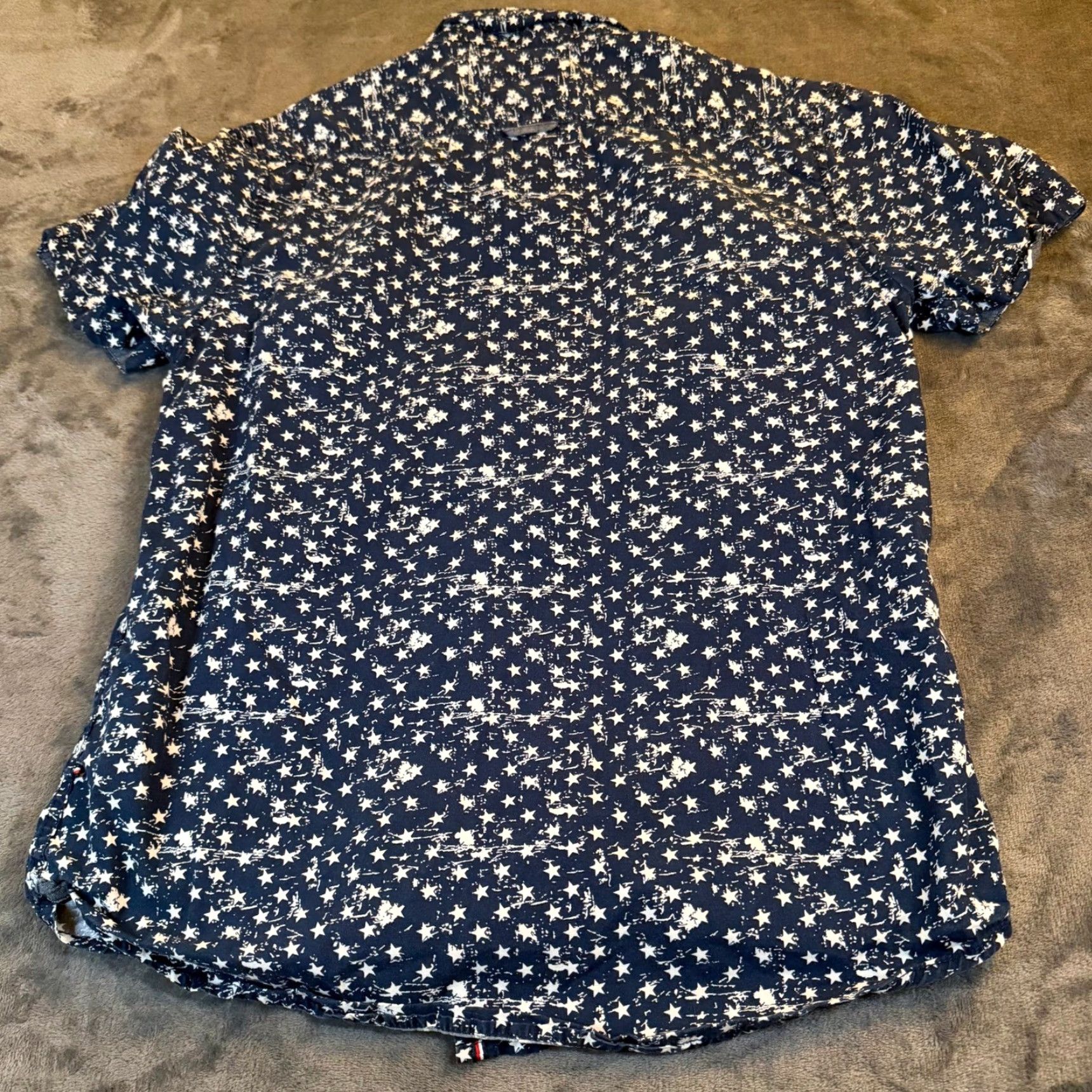 Denime DENIM FLOWER Ricky Singh Shirt Slim Short Sleeve Button Up Mens Small Star Print Patriotic Flag Graphic Print Casual Summer Spring Size US S / EU 44-46 / 1 - 4 Thumbnail