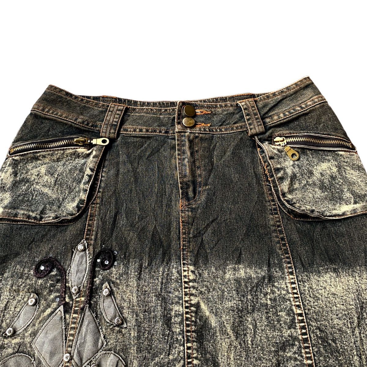 Hysteric Glamour Vintage Y2K Kufng Bondage Flared Mud Wash Denim Skirt Size 30" / US 8 / IT 44 - 4 Thumbnail