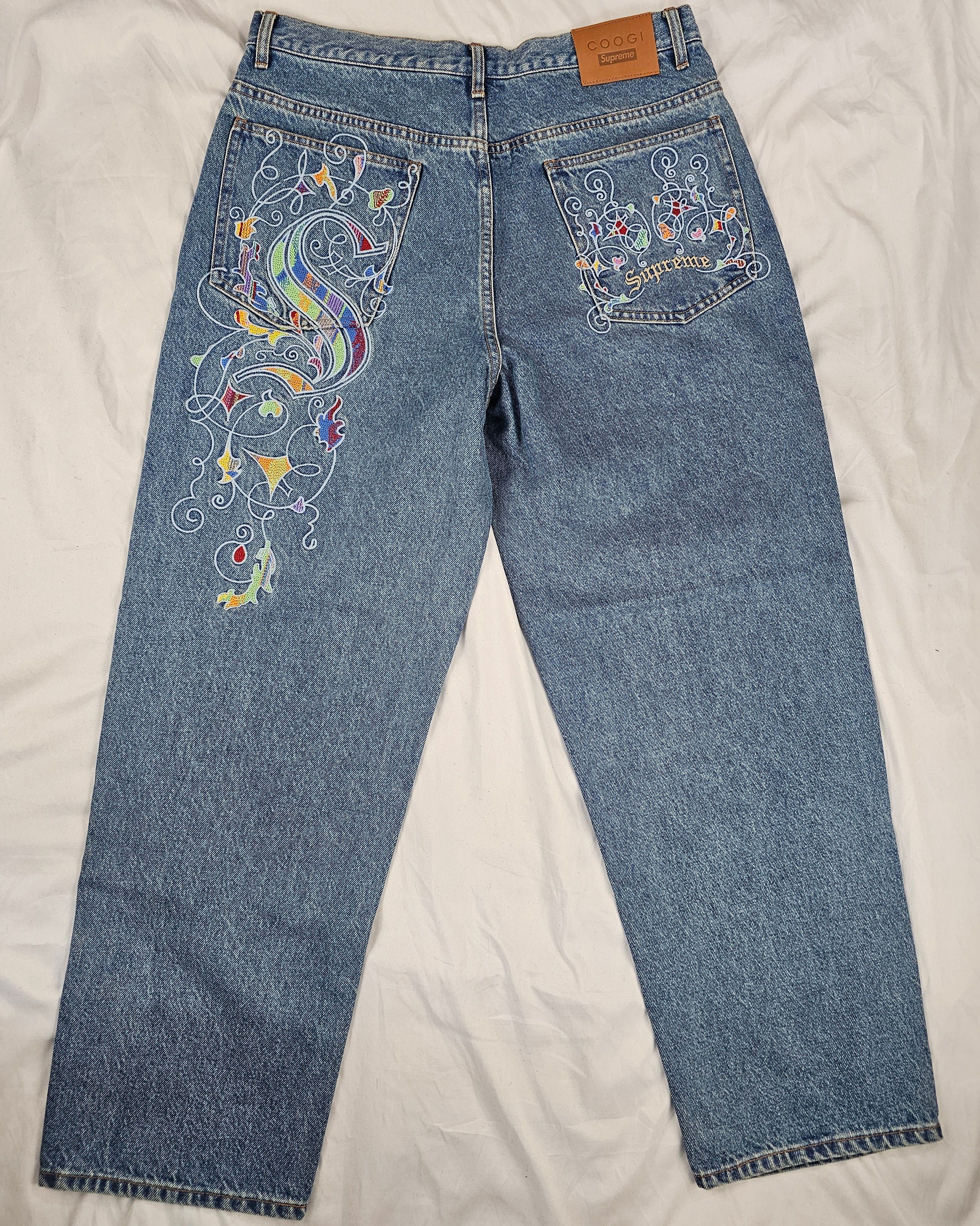 Supreme Supreme x Coogi Baggy Jeans Blue SS23 Size 32 US BRAND NEW