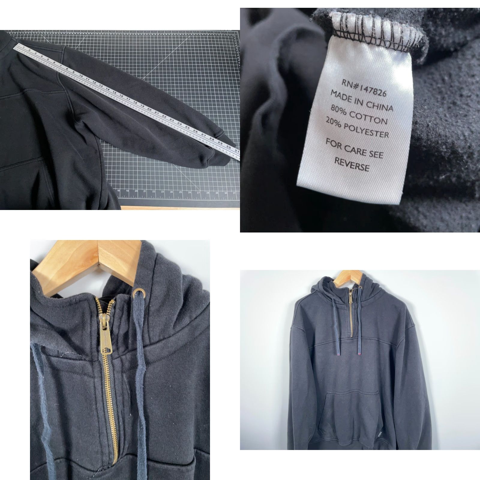 Vintage FiveBrother Hoodie Men 2XL Black Heavyweight Pullover Crew Neck Drawstring Pockets Size US XXL / EU 58 / 5 - 8 Thumbnail