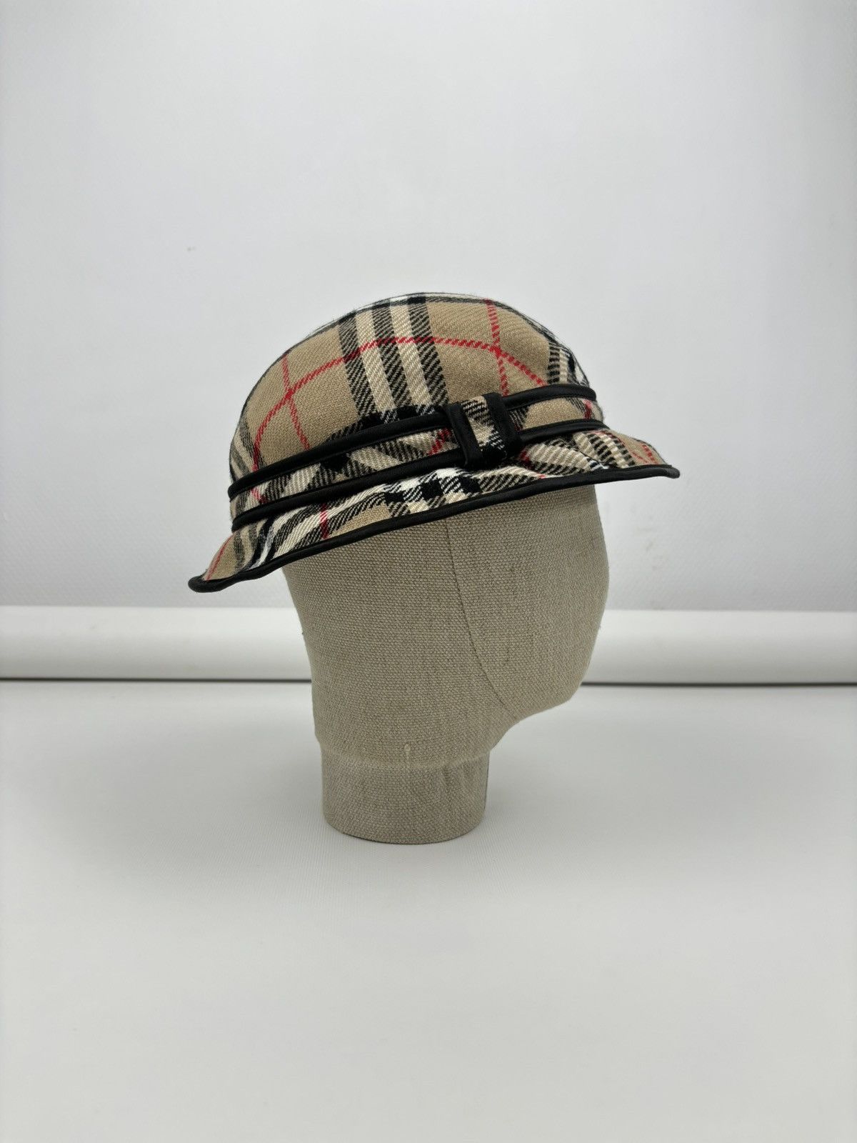 Burberry × Burberry Prorsum RARE VTG 90's BURBERRY'S Wool Nova Check Beige Bucket Hat England Cap Panama M Size ONE SIZE - 6 Thumbnail