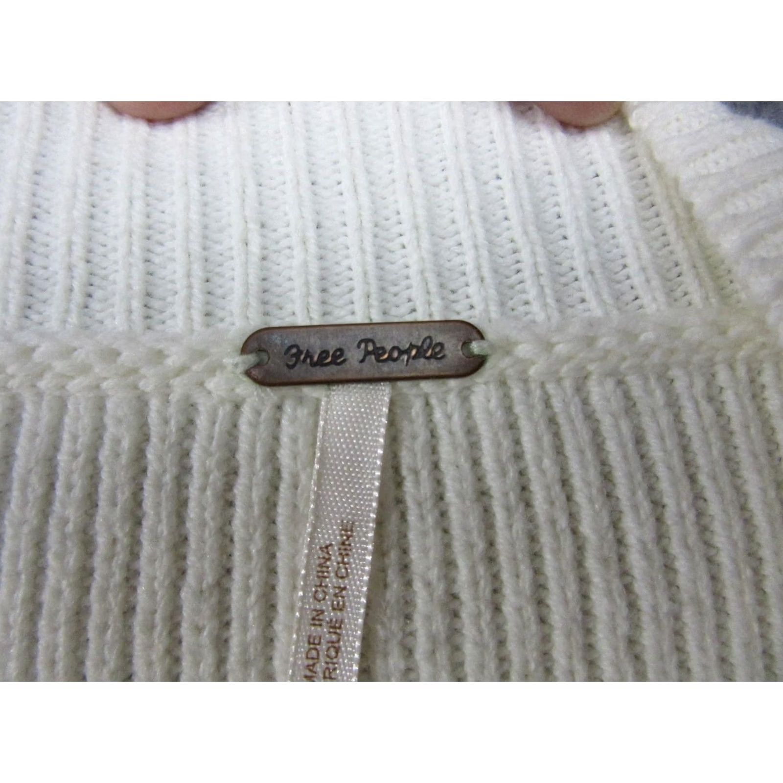 Free People Free People Sweater Womens Large White Oversize Cropped Balloon Sleeve Pullover Size L / US 10 / IT 46 - 4 Thumbnail