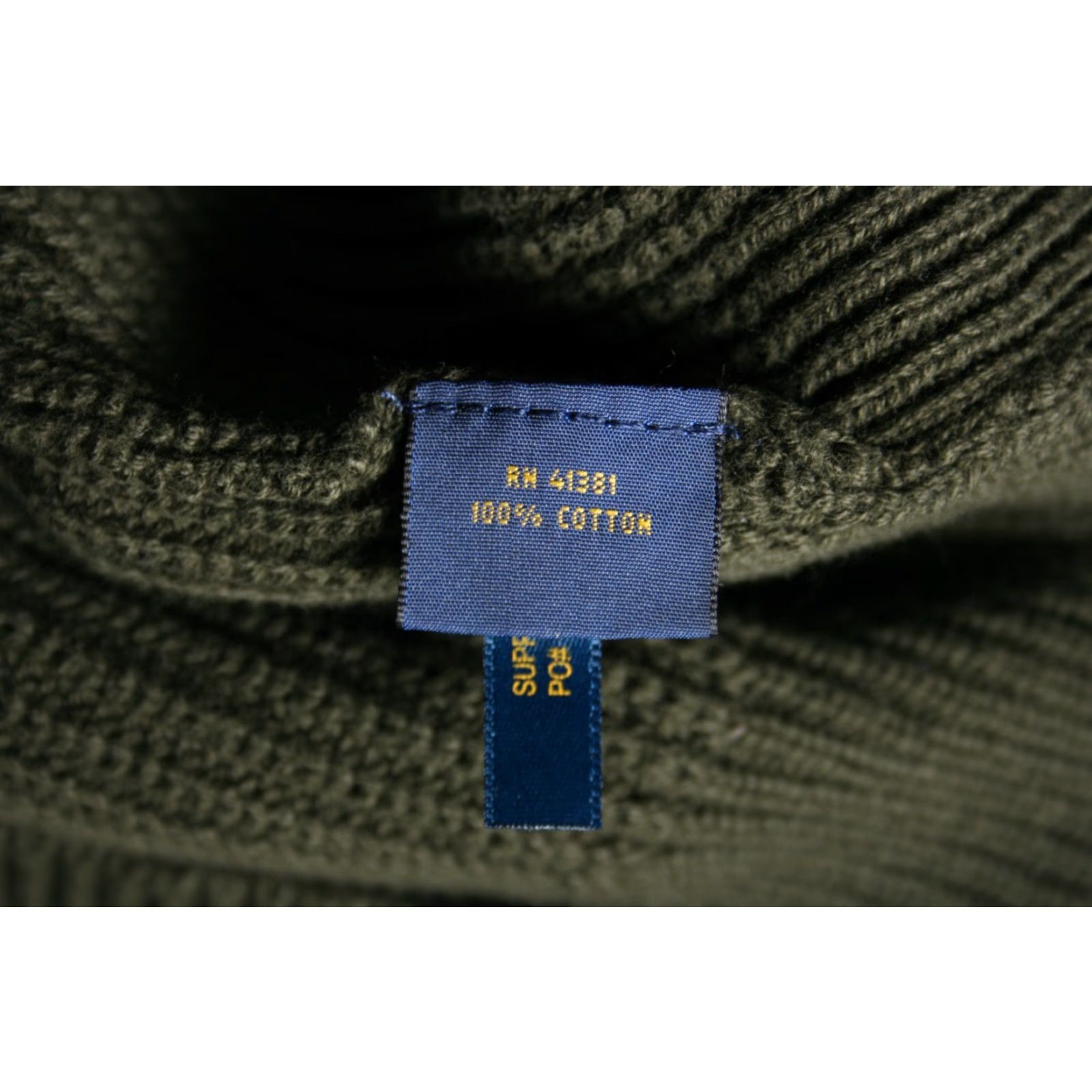 Polo Ralph Lauren VINTAGE Polo Ralph Lauren Green Rib Knit Rugby Military Shawl Collar Sweater Men's Sz. L Size US L / EU 52-54 / 3 - 8 Thumbnail