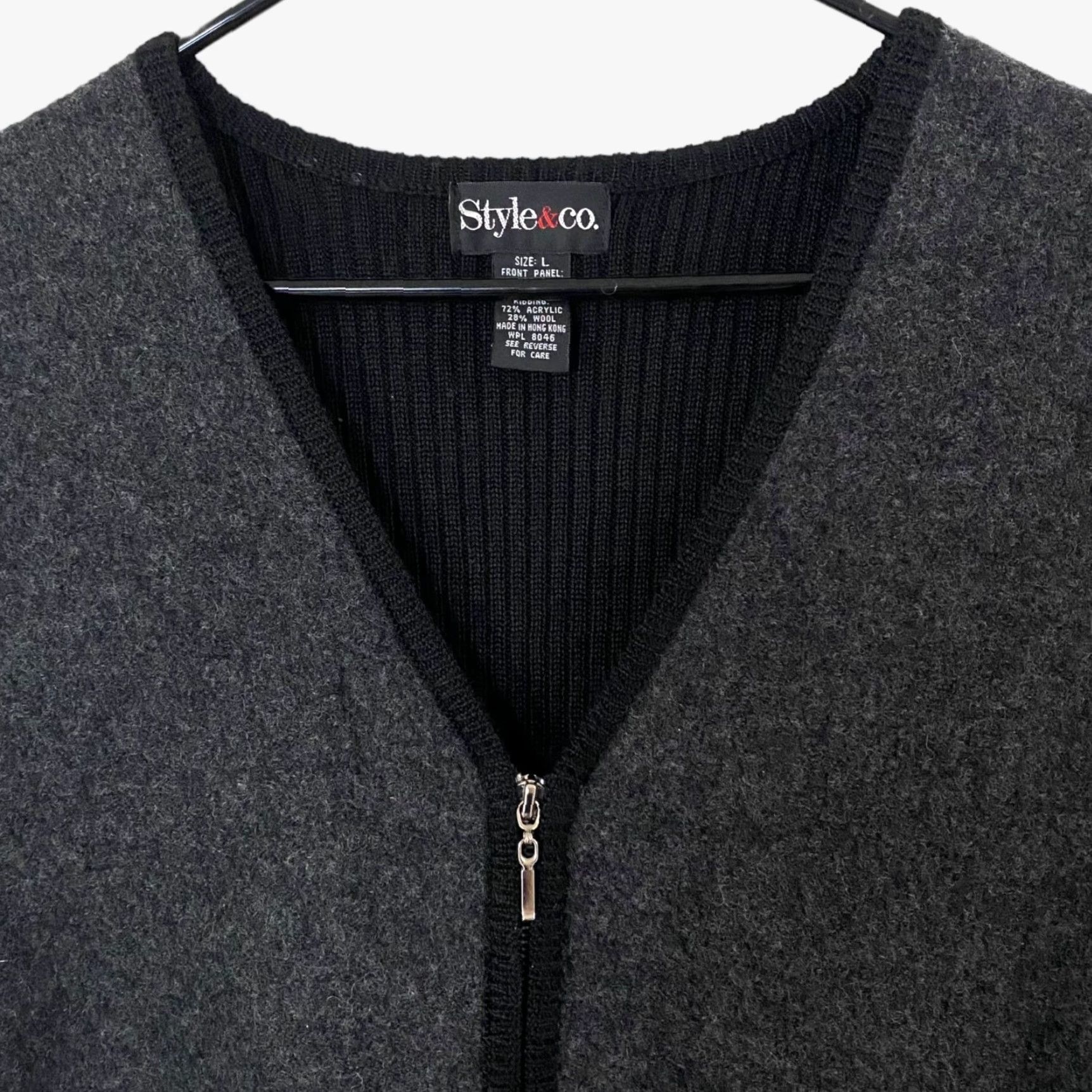 Vintage VINTAGE Style & Co Wool Sweater Vest Women Large Gray V-Neck Zip-Up Casual Office Winter Size L / US 10 / IT 46 - 5 Thumbnail