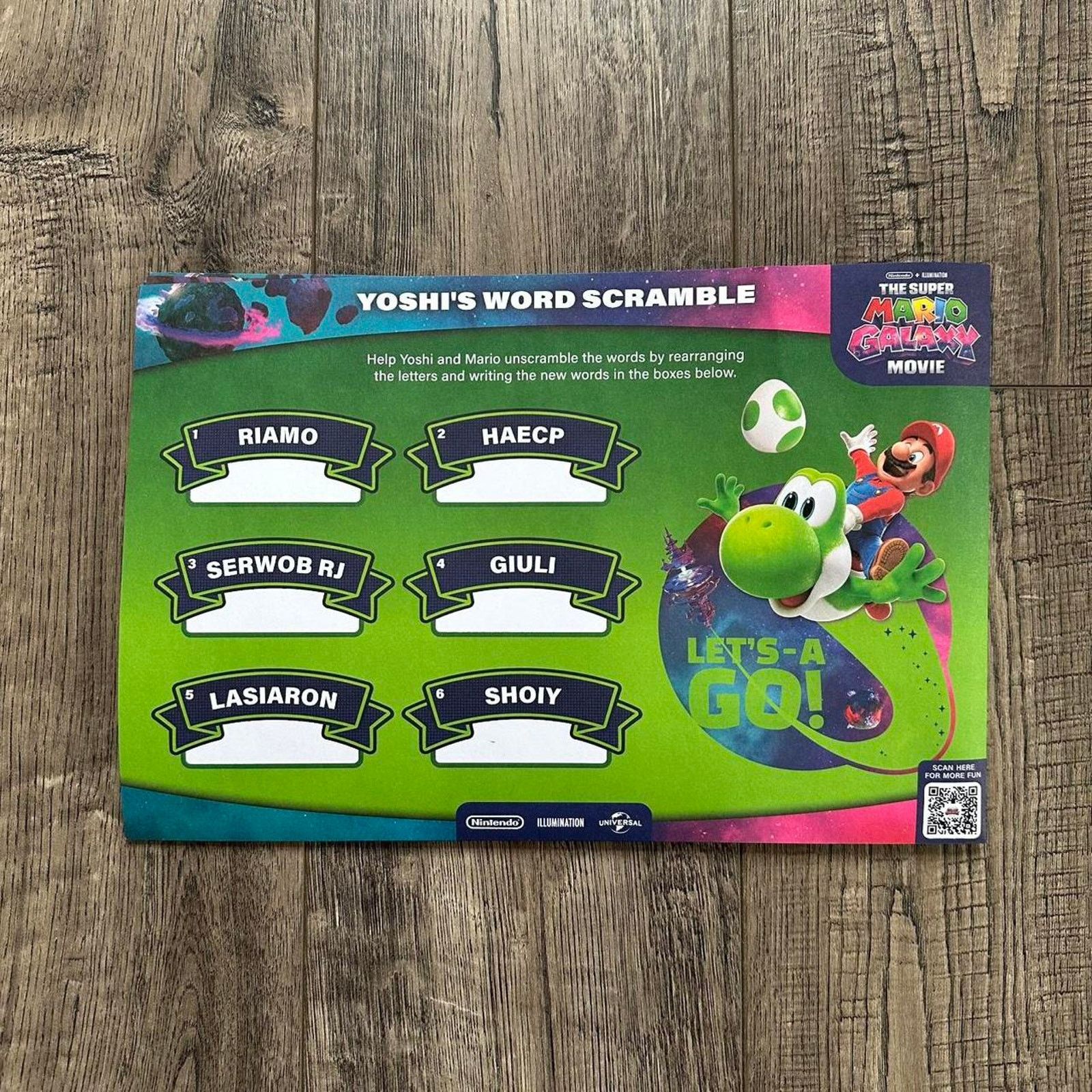 Nintendo Super Mario Galaxy Movie Promo Poster Collectible Activity Size ONE SIZE - 5 Thumbnail