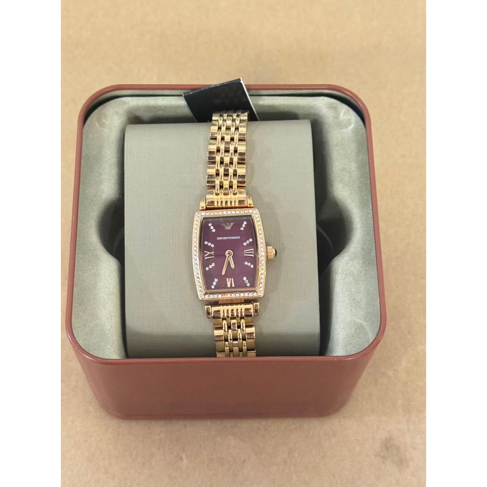 Emporio Armani Emporio Armani AR11488 Diamonds Burgundy Dial Rose Watch Size ONE SIZE - 1 Thumbnail