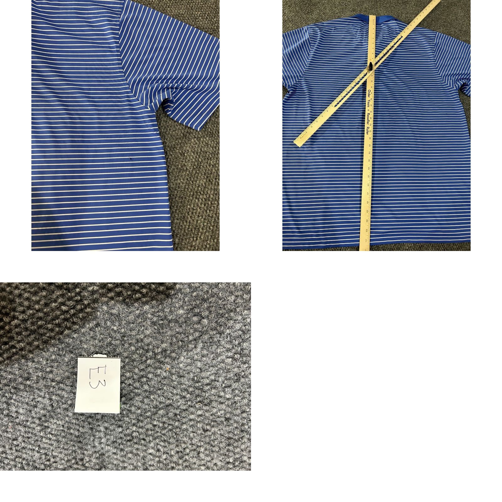 Vintage Donald Ross Polo Shirt Mens 2XL Blue White Striped Sharks Performance Golf Shirt Size US XXL / EU 58 / 5 - 8 Thumbnail