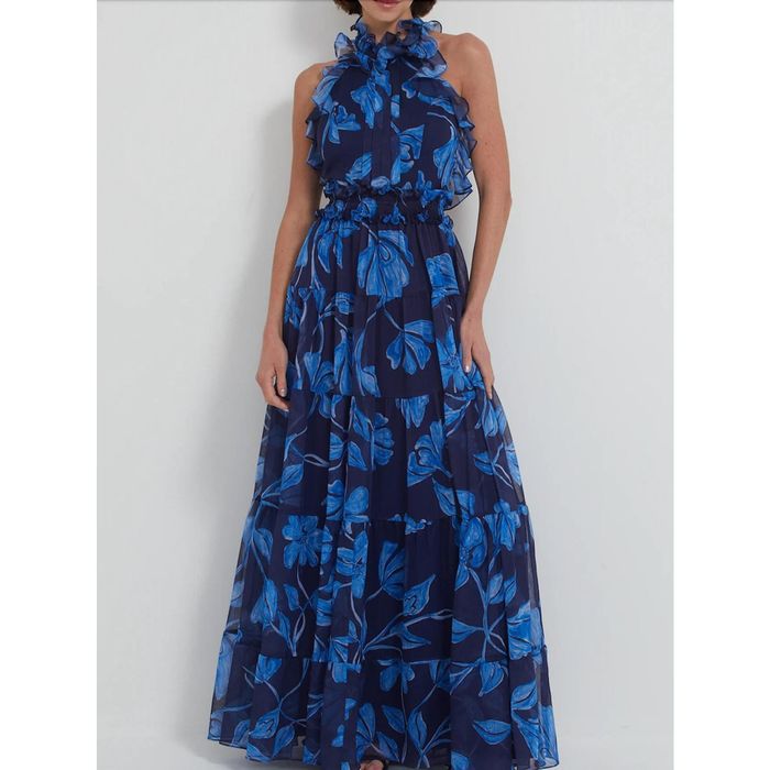 Patbo PATBO Nightflower Open Back Maxi Dress In Indigo | Grailed