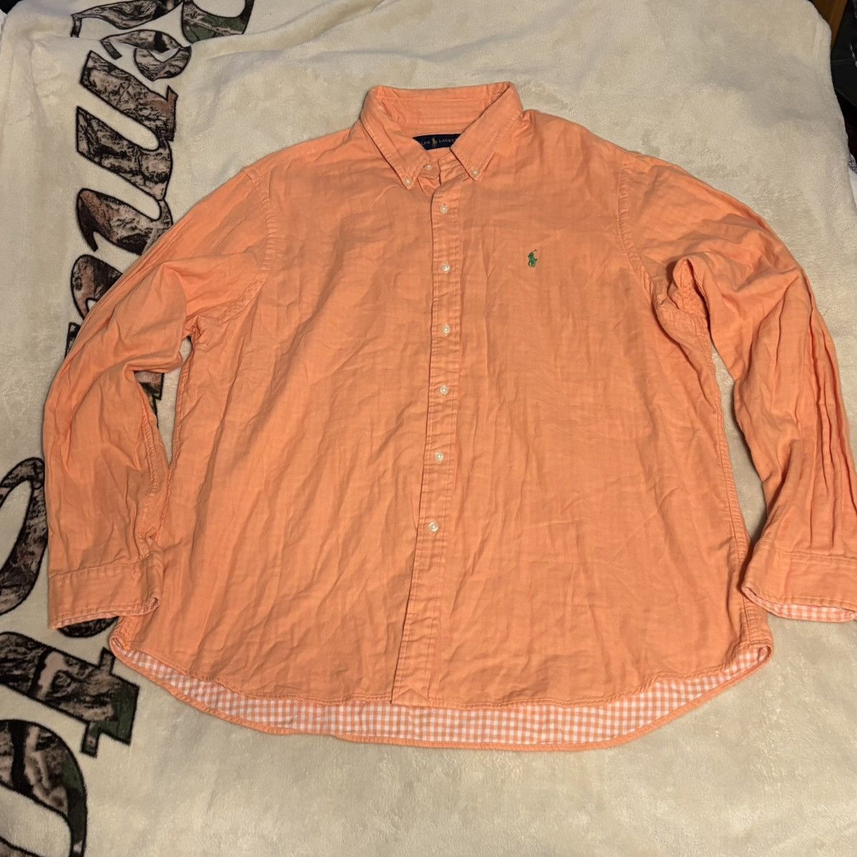 Polo Ralph Lauren Ralph Lauren Button Up Shirt Mens XXL Slim Fit Orange Size US XXL / EU 58 / 5 - 1 Thumbnail