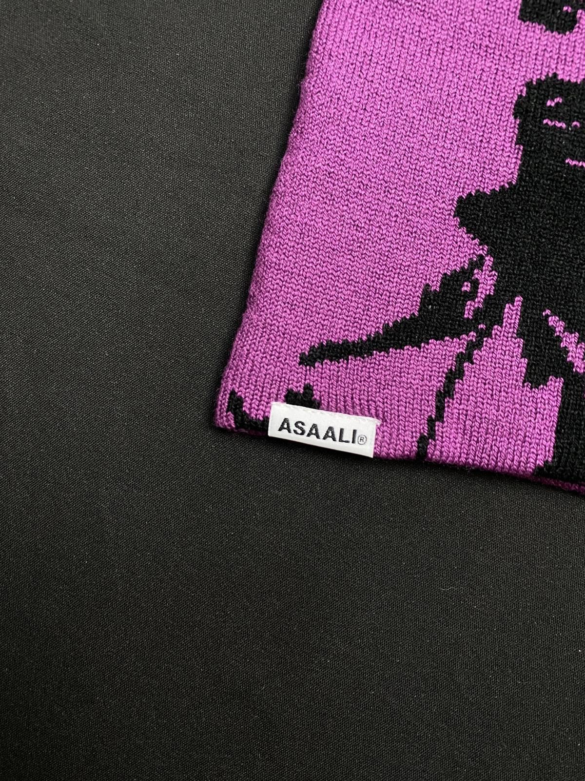 Asaali Rare Asaali Cartel Skully No Cuff Knit Purple Beanie Hats OS Size ONE SIZE - 5 Thumbnail