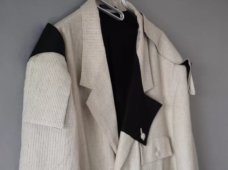 Yohji Yamamoto yohji yamamoto22SS cotton and linen striped square jacket 2 Size US L / EU 52-54 / 3 - 4 Thumbnail