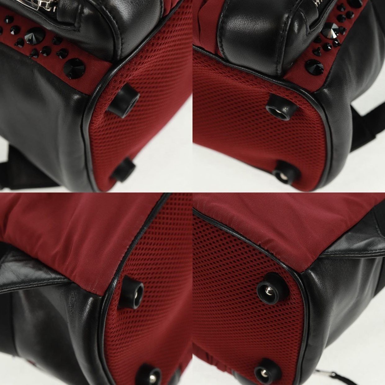 Miu Miu Miu Miu Nylon Leather Backpack Wine Red Size ONE SIZE - 10 Thumbnail