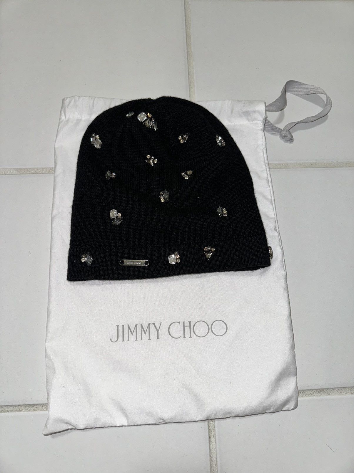 Jimmy Choo Jimmy Choo Black Crystal Embellished Beanie Size ONE SIZE - 5 Thumbnail