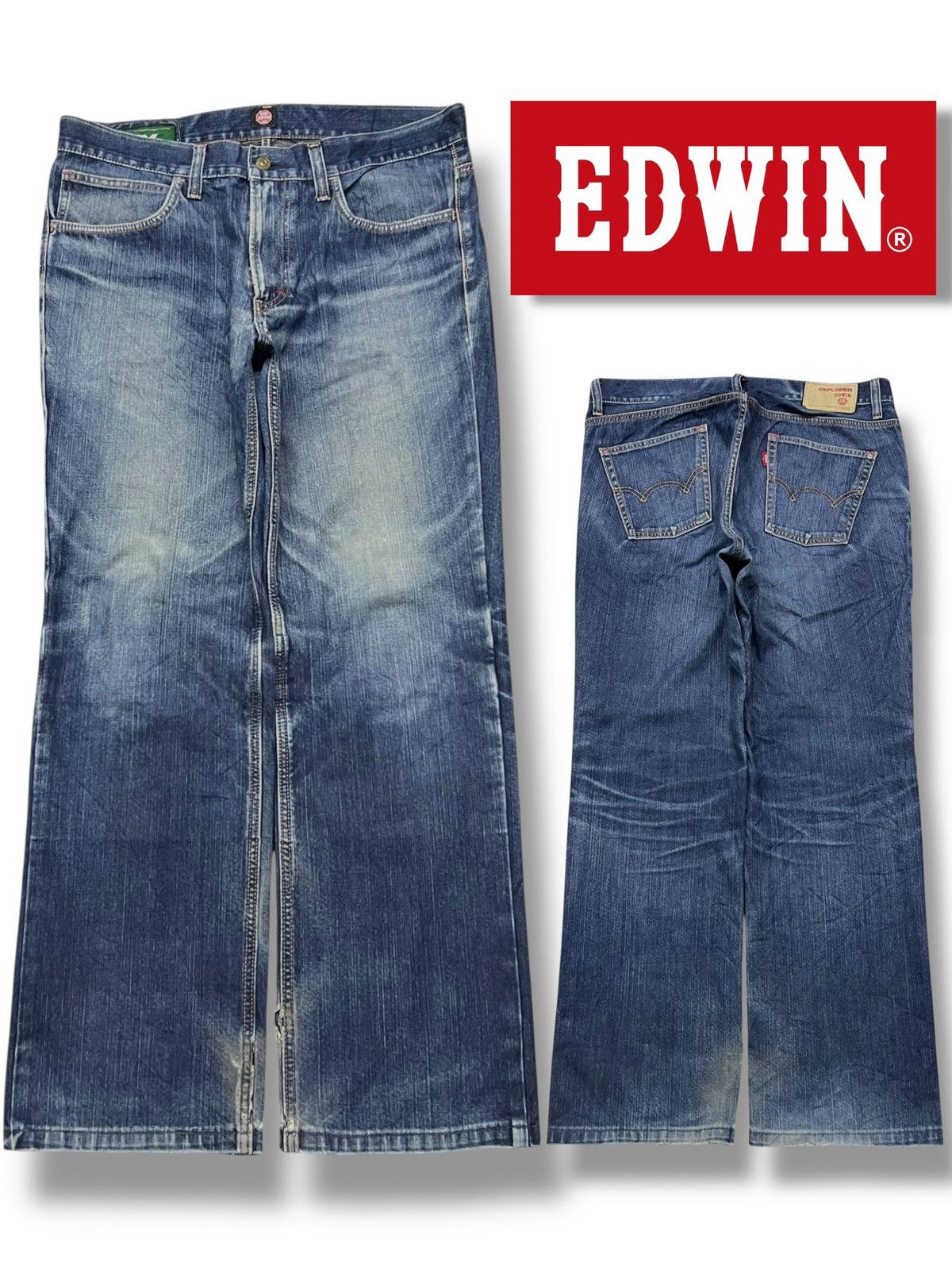 Edwin Vintage Edwin Wind Stopper 503WSPJapan - Faded Wash Jeans Size US 37 - 1 Thumbnail