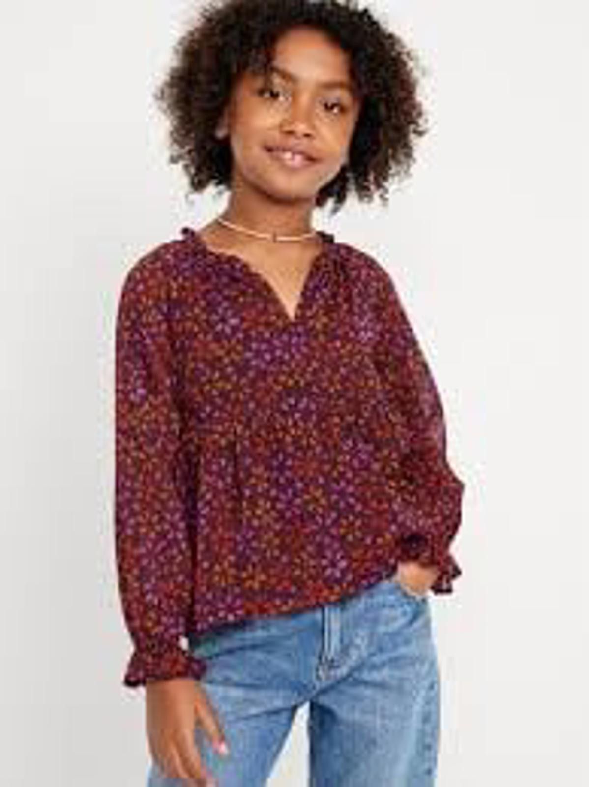 Old Navy Old Navy Floral Patterned Girls Large Long Sleeve Blouse Size L / US 10 / IT 46 - 1 Thumbnail