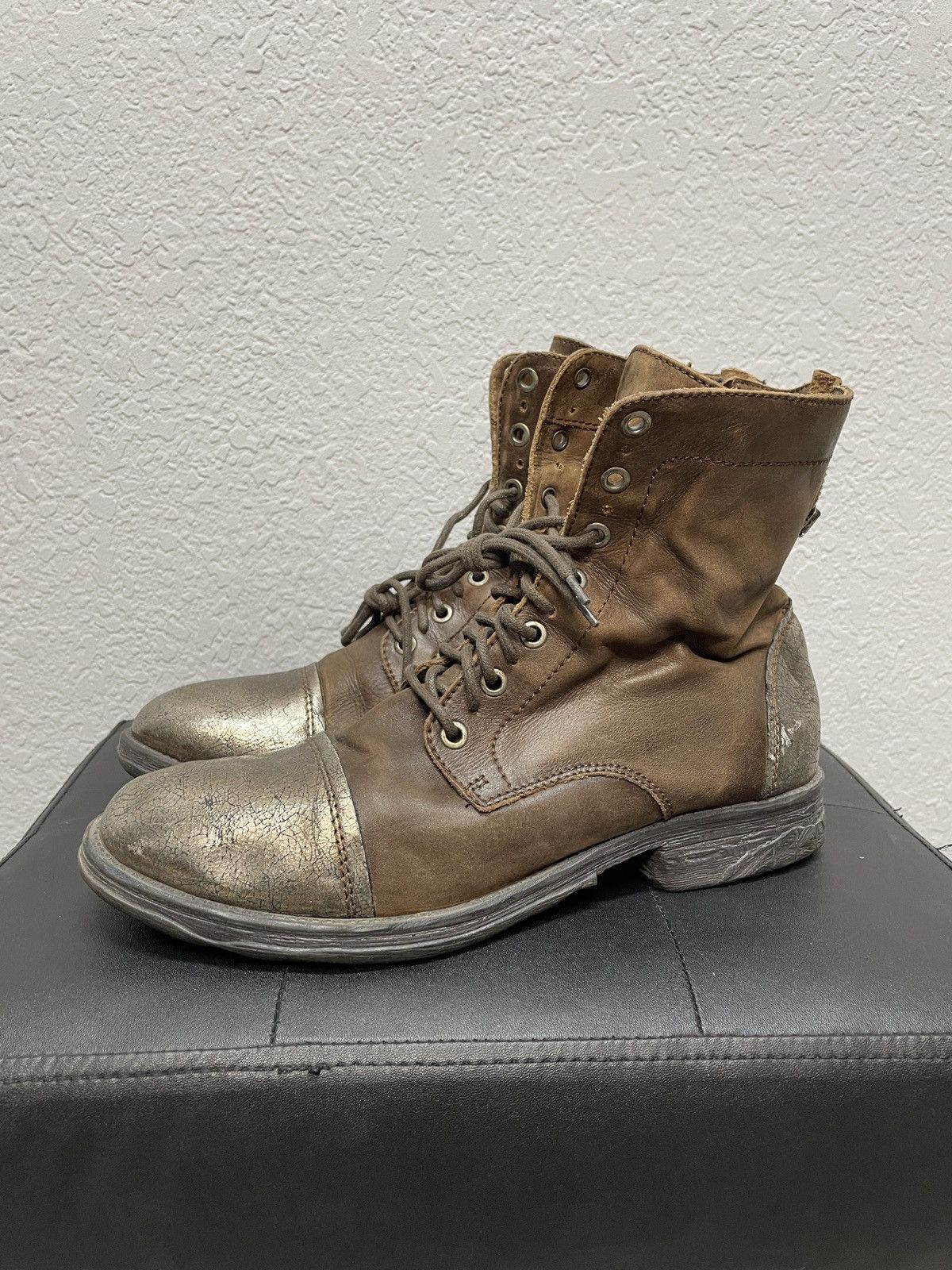 If Six Was Nine Vintage Italian AS 98 Rick Owens Style Leather Biker Boots Size US 8.5 / EU 41-42 - 4 Thumbnail