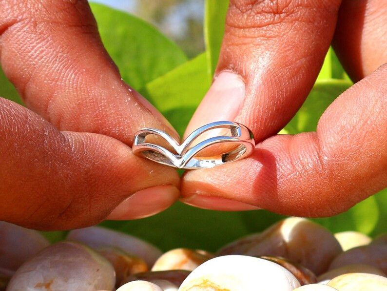 Handmade Handmade Chevron Ring, 925 Silver Ring, Unisex Gift For Her Size ONE SIZE - 4 Thumbnail