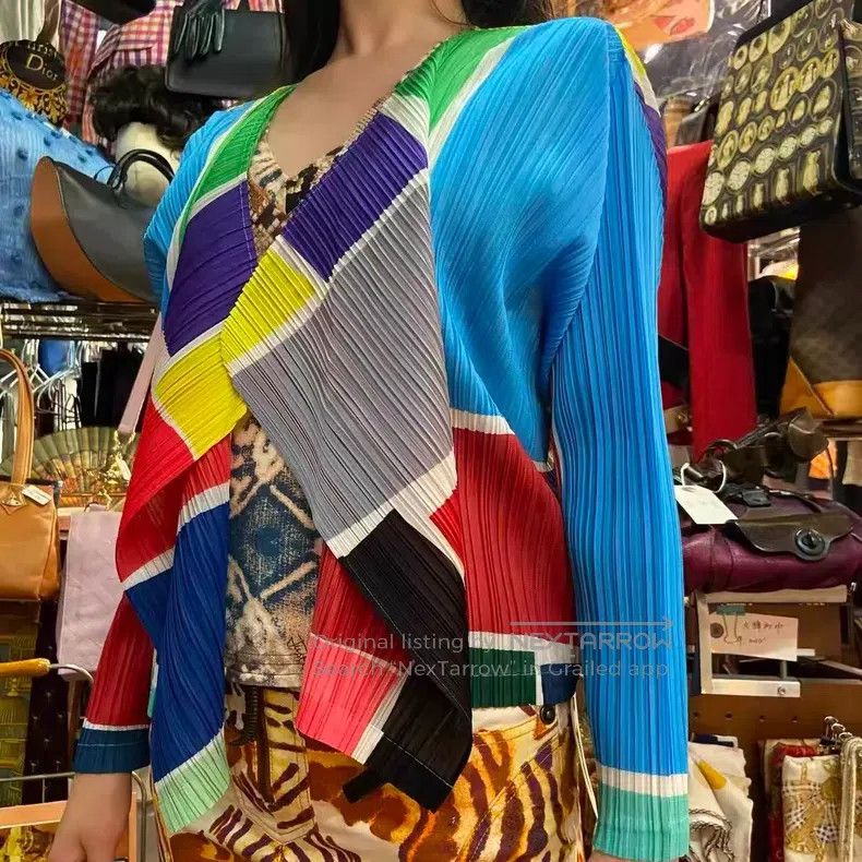 Issey Miyake Issey Miyake Color-block pleated stretch cardigan Size XXL / US 16-18 / IT 52-54 - 2 Thumbnail